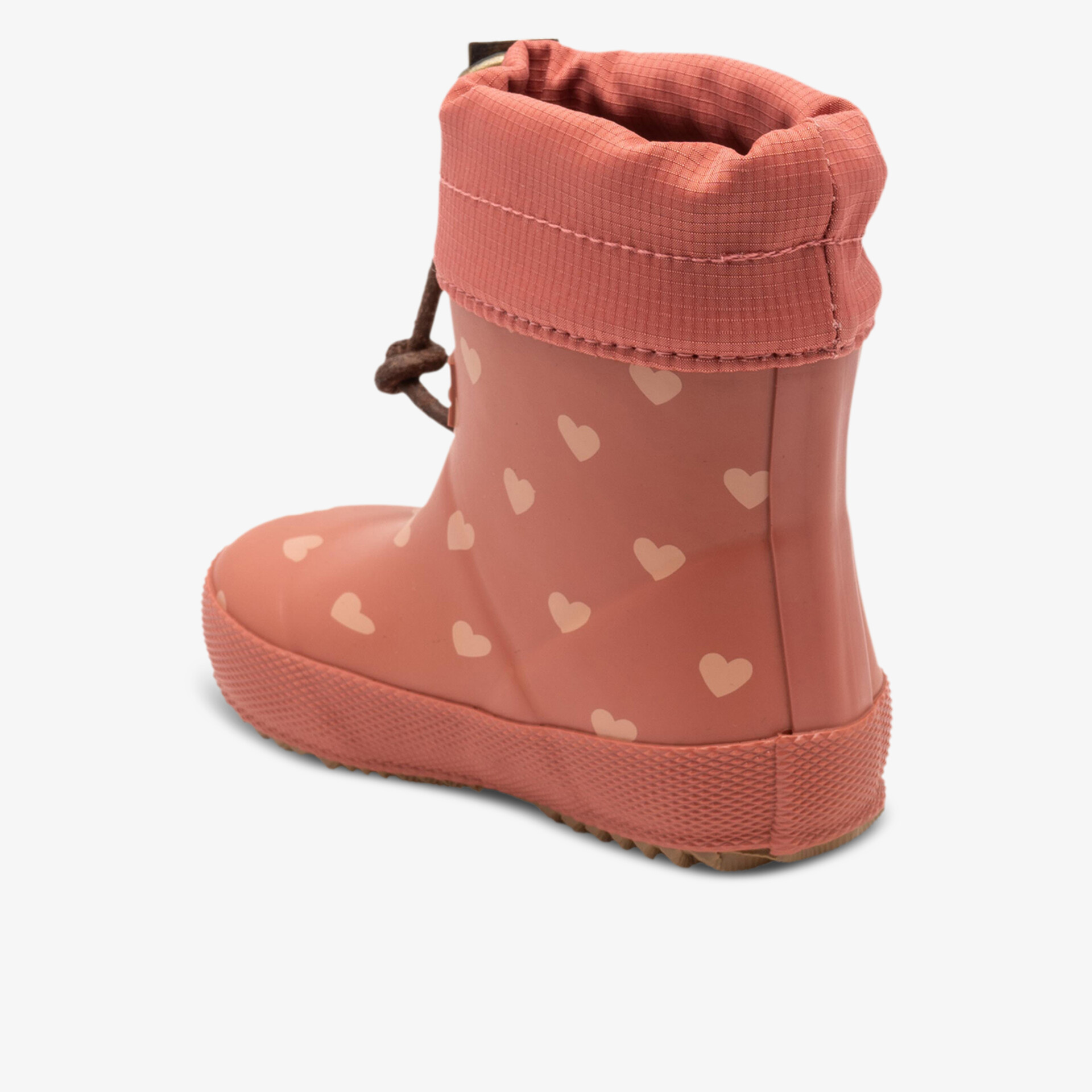 Wasserdichter, warm gefütterter Herbststiefel mit Herzmuster und rutschfester Sohle seitliche Ansicht