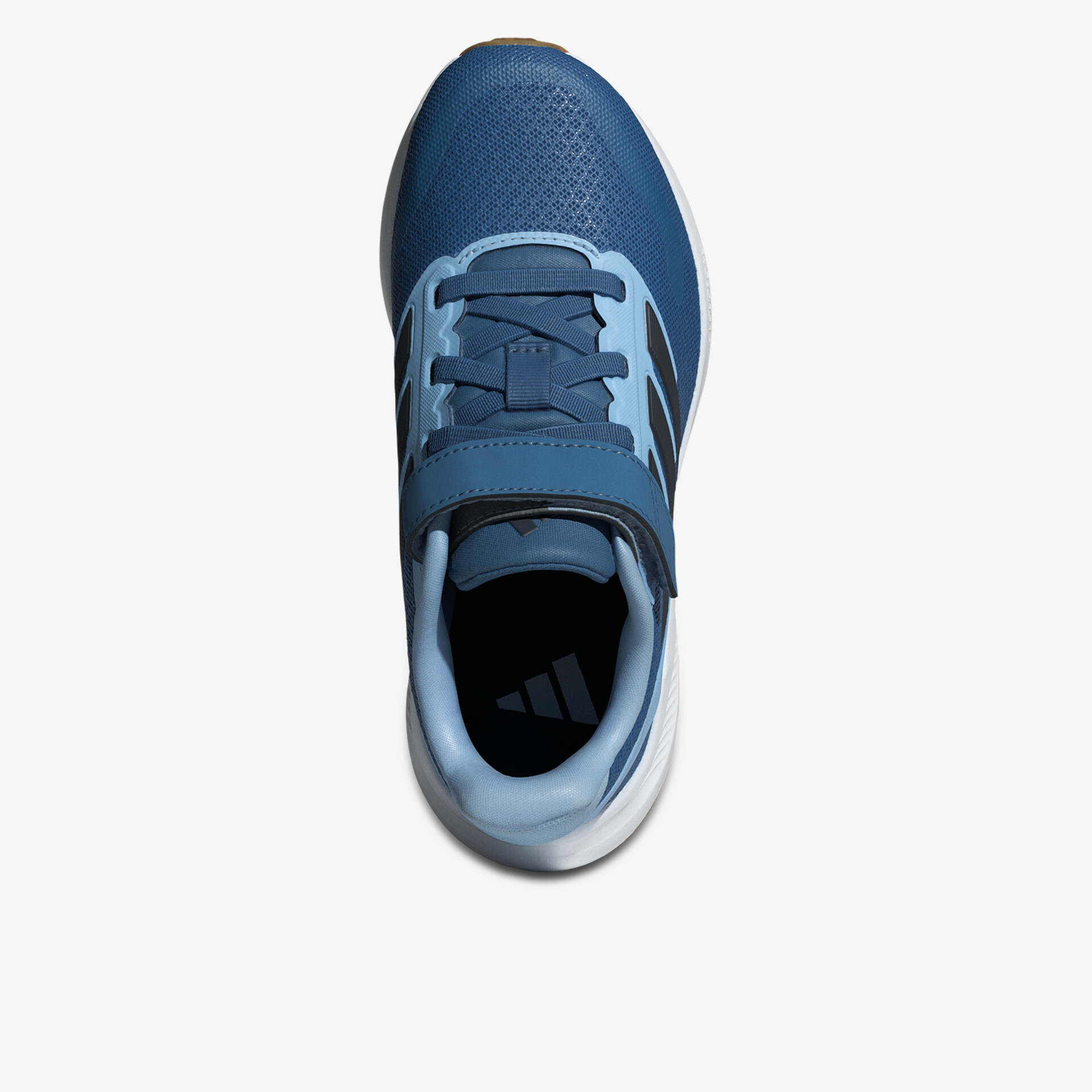 Sportlicher Schuh mit stabiler Schnürung in Blau, leicht und atmungsaktiv, von oben aufgenommen