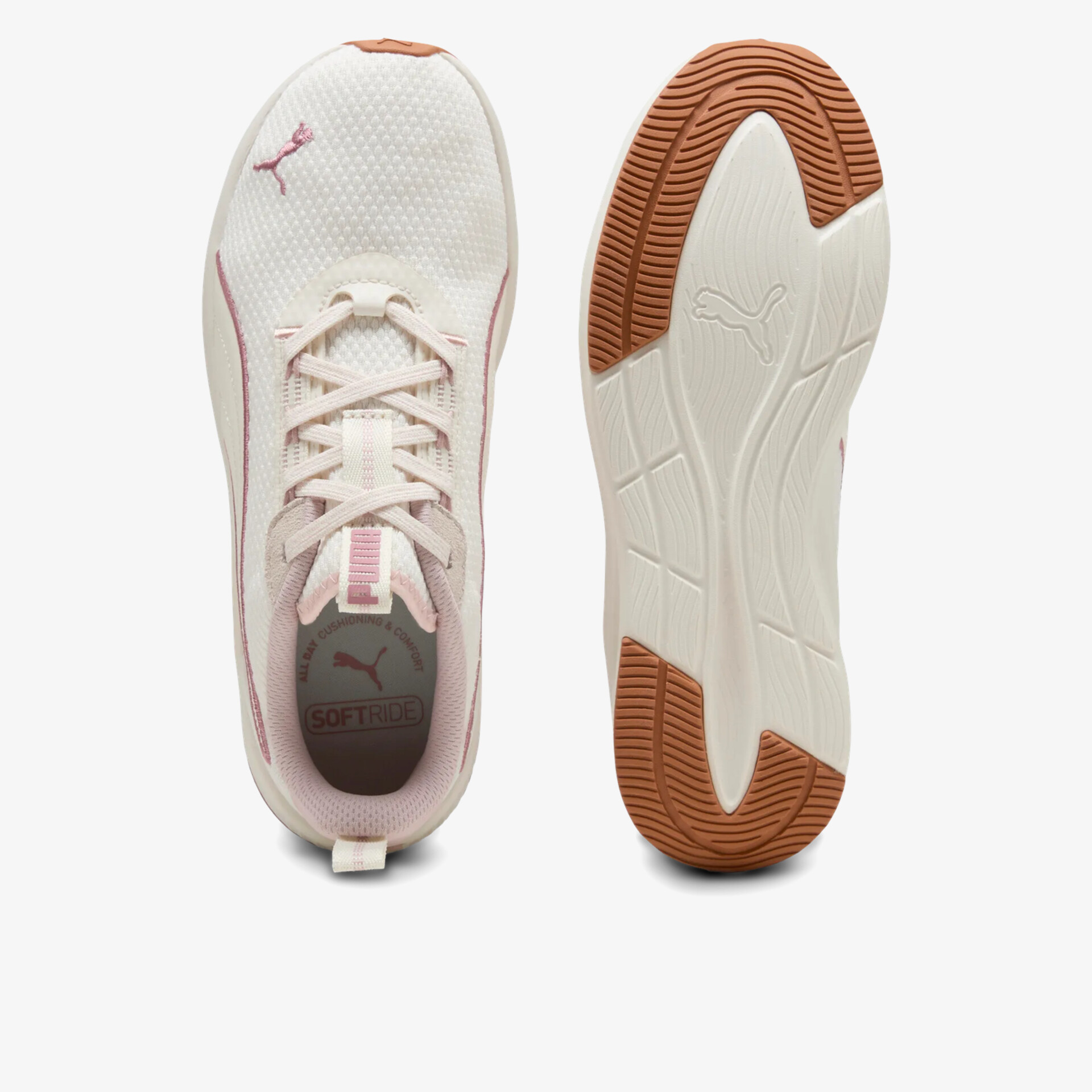 Leichter Sneaker mit atmungsaktivem Obermaterial und flexibler, rutschfester Sohle in weiß und braun