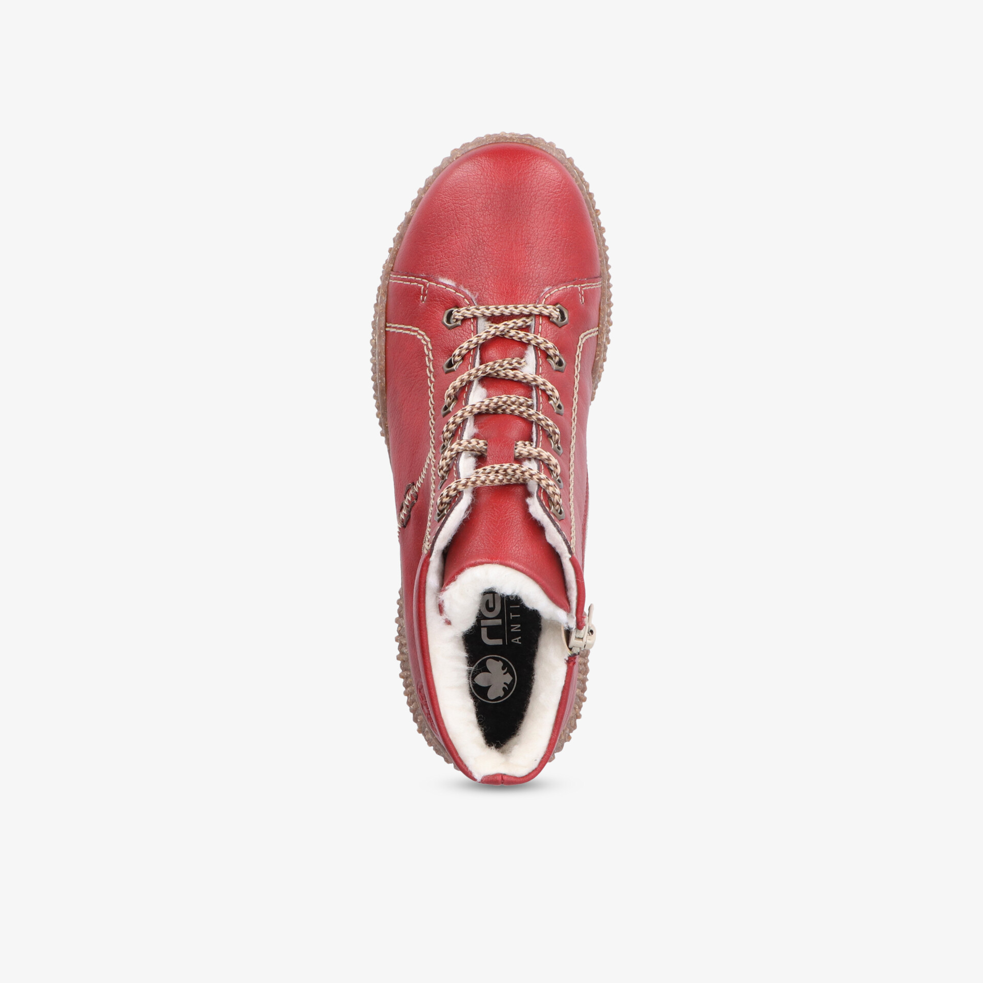 Roter bequemer Schnürschuh aus Leder mit gepolstertem Innenfutter, langlebig und robust