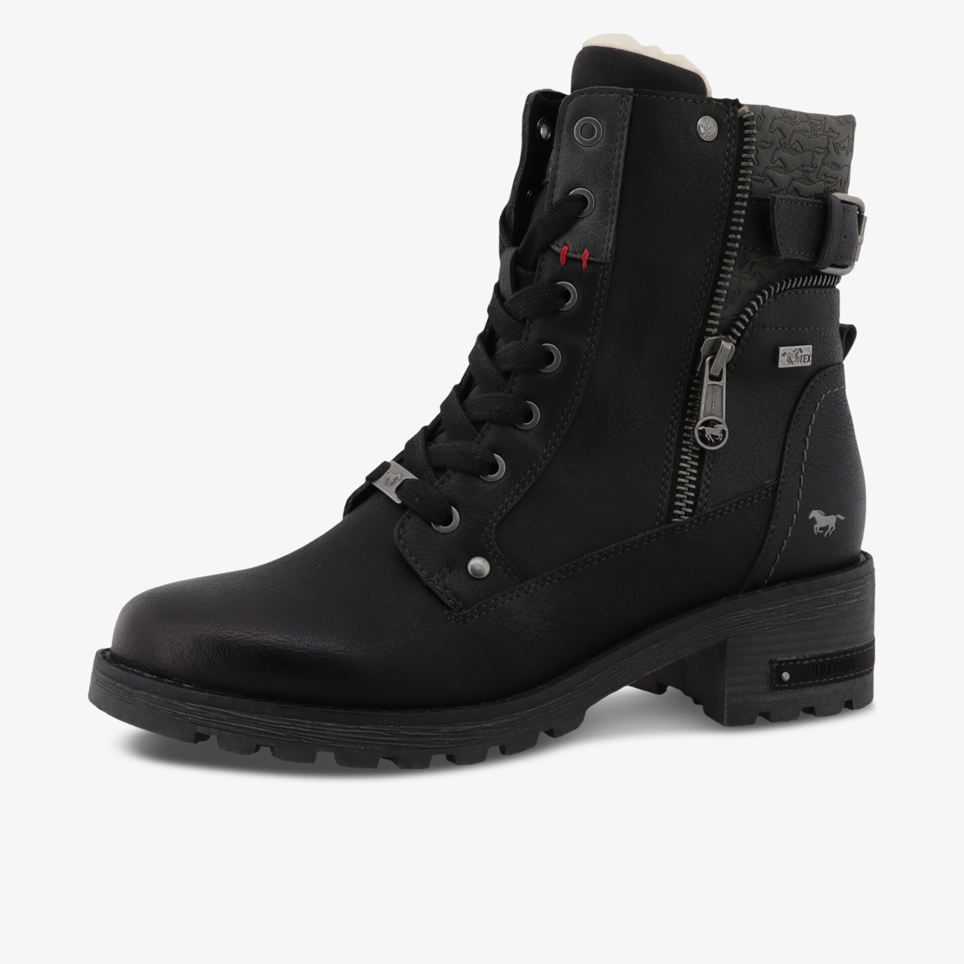 Robuster schwarzer Schnürstiefel mit seitlichem Reißverschluss und komfortabler Passform für vielseitigen Einsatz