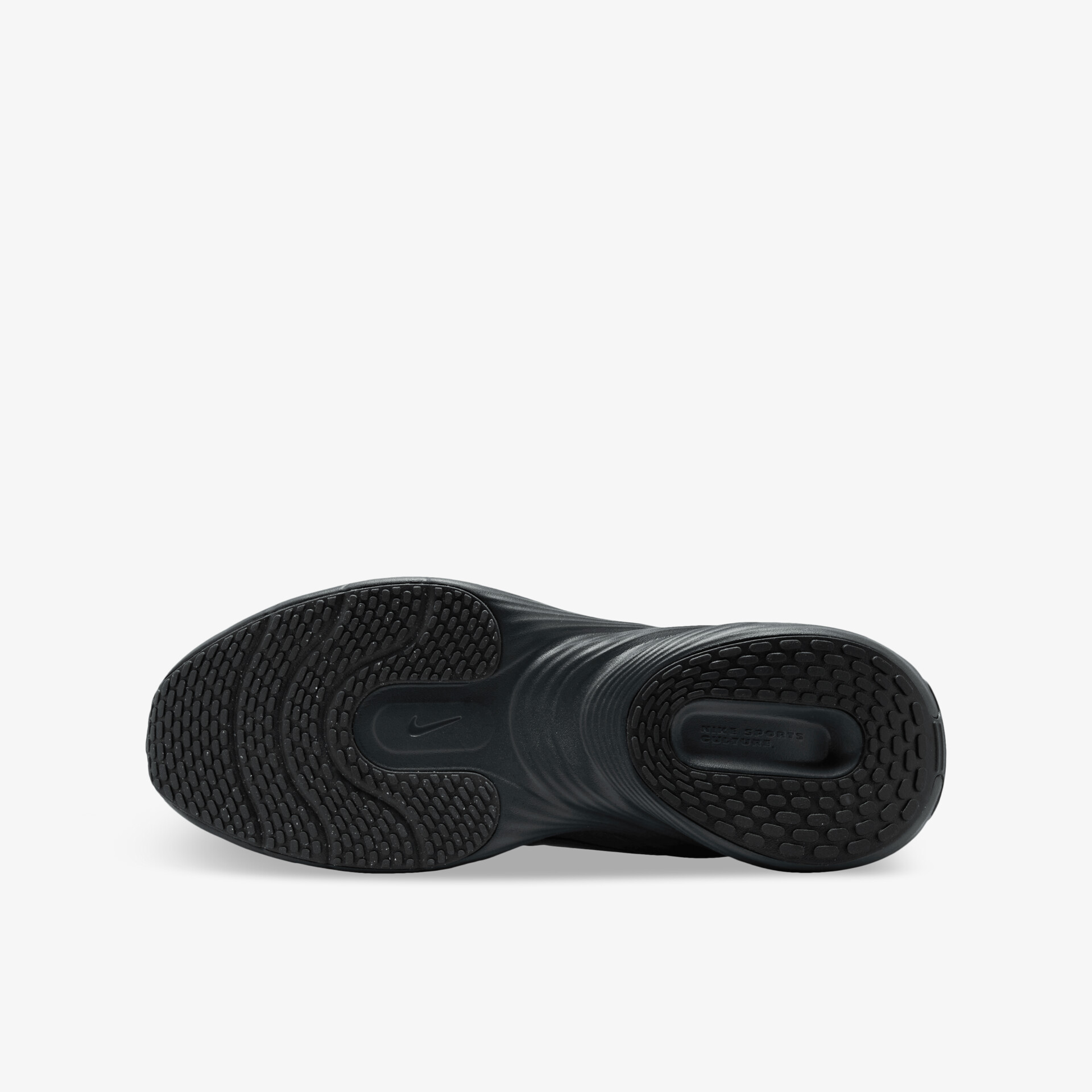 Schwarze Sportschuhsohle mit strukturiertem Profil für besten Halt und hohe Strapazierfähigkeit
