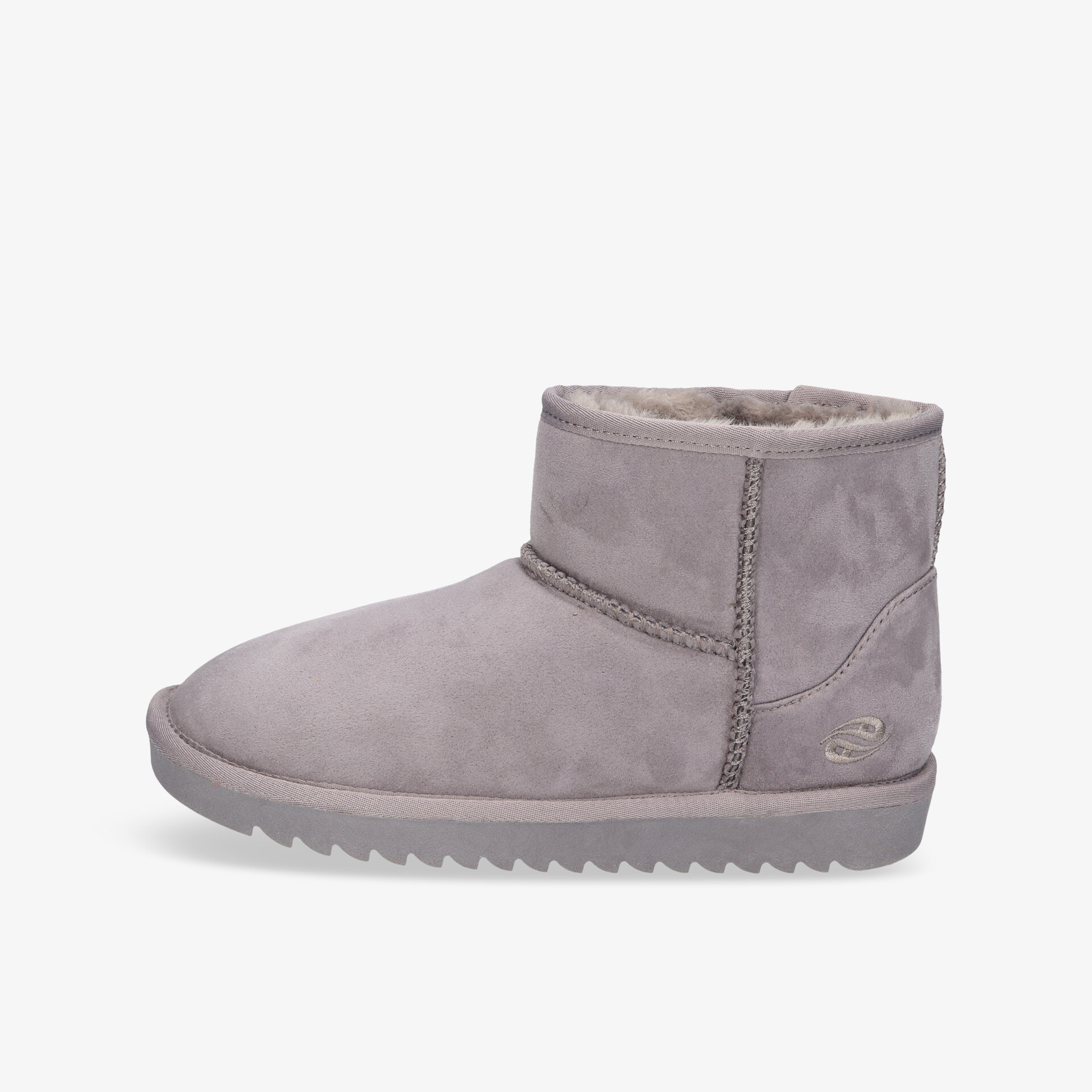 Grauer Halbstiefel mit warmer Innenfütterung und rutschfester flacher EVA-Sohle für hohen Tragekomfort