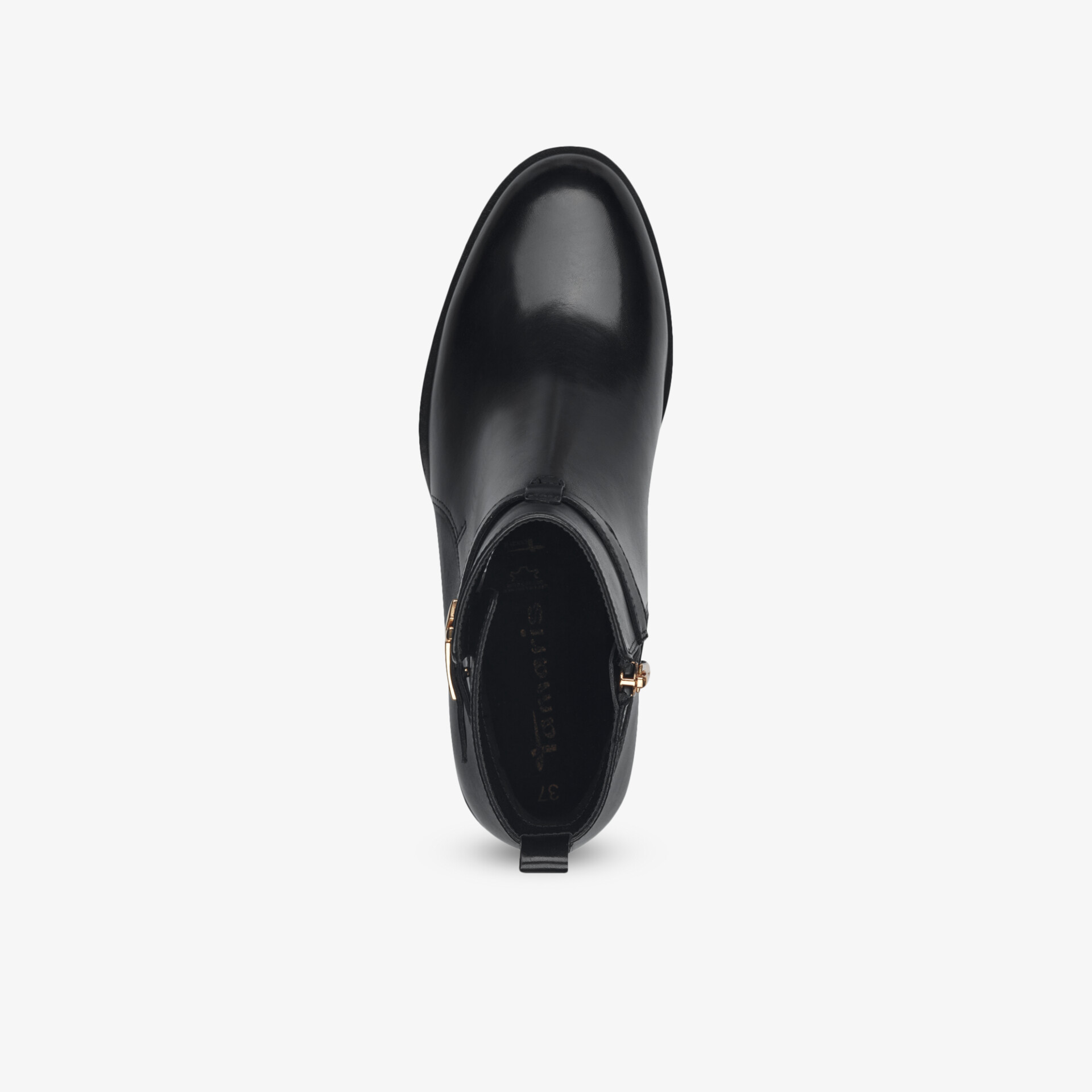 Eleganter schwarzer Stiefel aus glattem Leder mit praktischem Reißverschluss für komfortablen Sitz