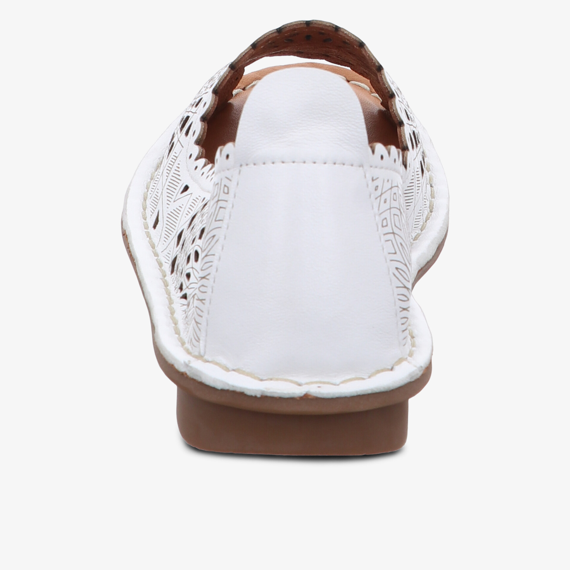 Eleganter weißer Schuh mit robustem Design und rutschfester Sohle für maximalen Komfort