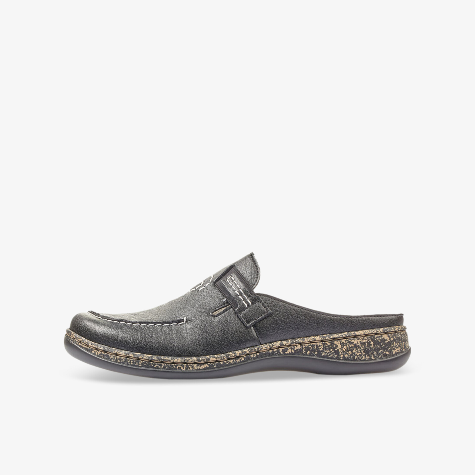 Seitliche Ansicht eines bequemen, robusten und leichtgewichtigen Schuhs mit flexiblem Sohlenprofil