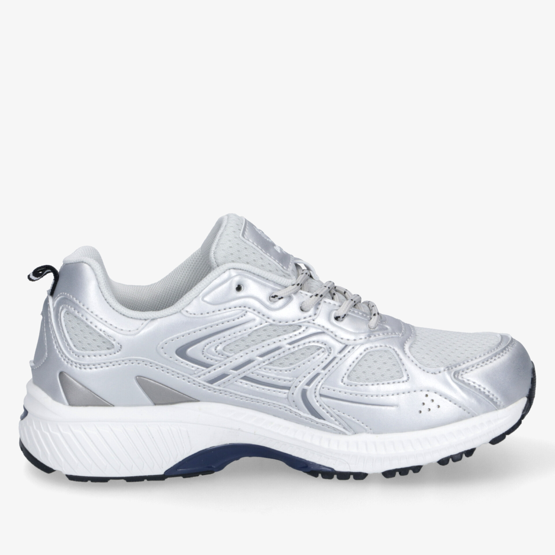 Leichter, atmungsaktiver Sportschuh mit rutschfester Sohle und komfortabler Polsterung in Silber