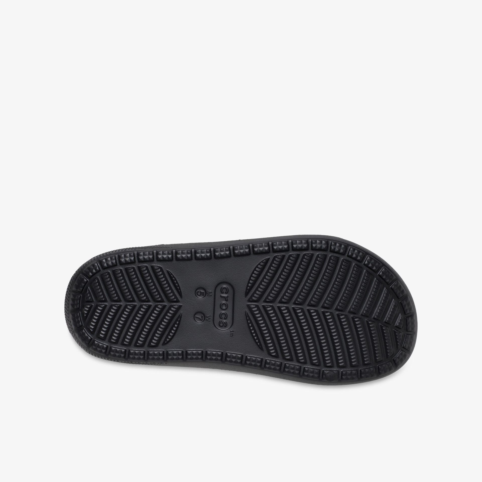 Schwarze robuste Profilsohle eines Schuhs mit rutschfestem und flexiblem Design für optimalen Halt