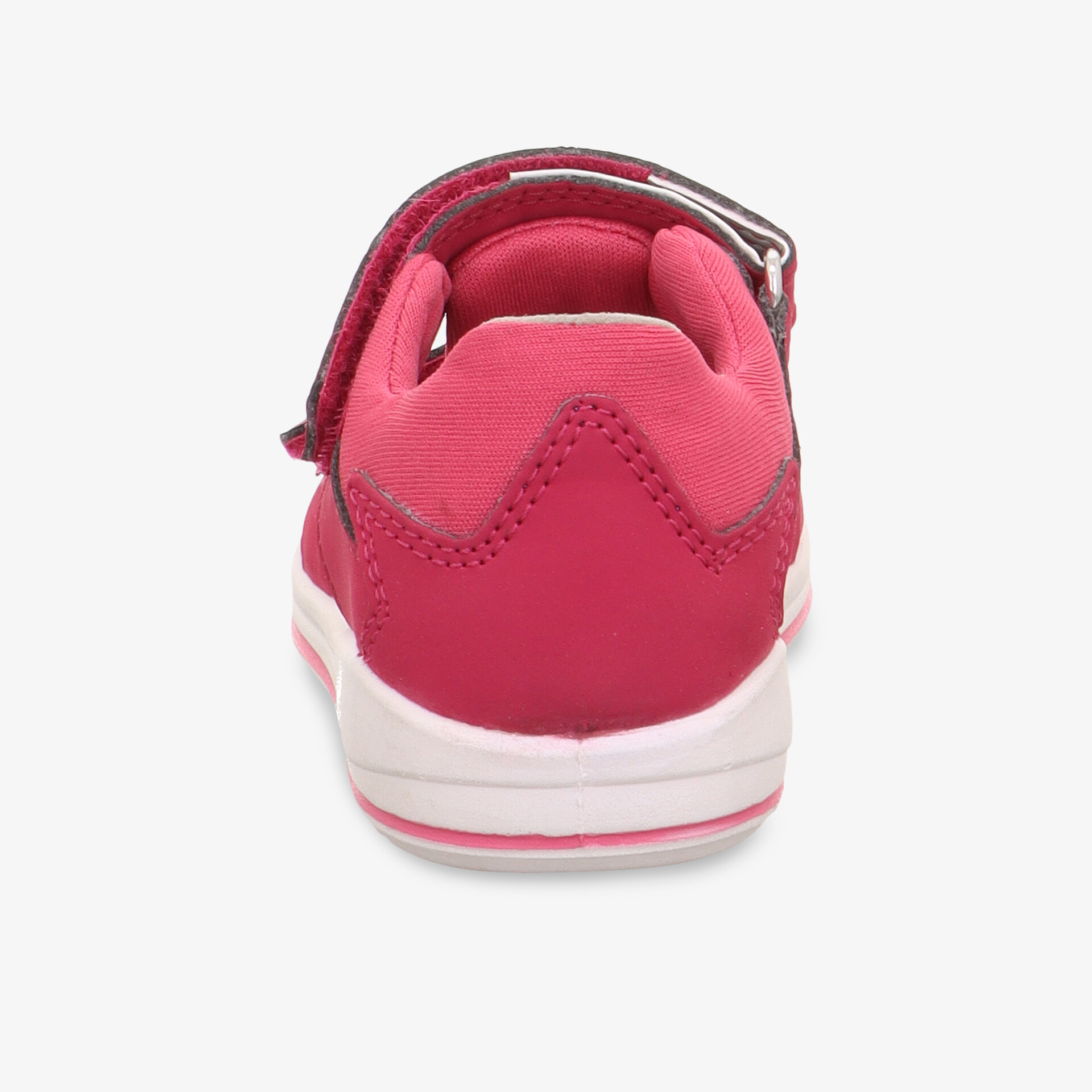 Rückansicht eines Schuhs mit gepolstertem Schaft und praktischem Klettverschluss für einfachen Halt