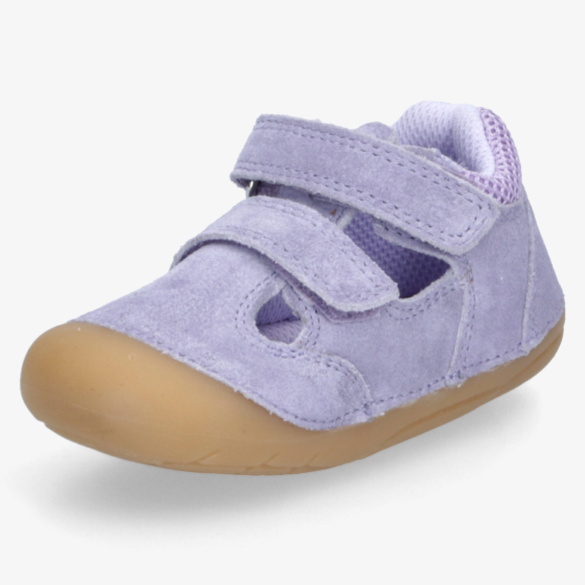 Leichter Babyschuh aus weichem Material mit rutschfester Sohle und praktischen Klettverschlüssen für einfachen Halt