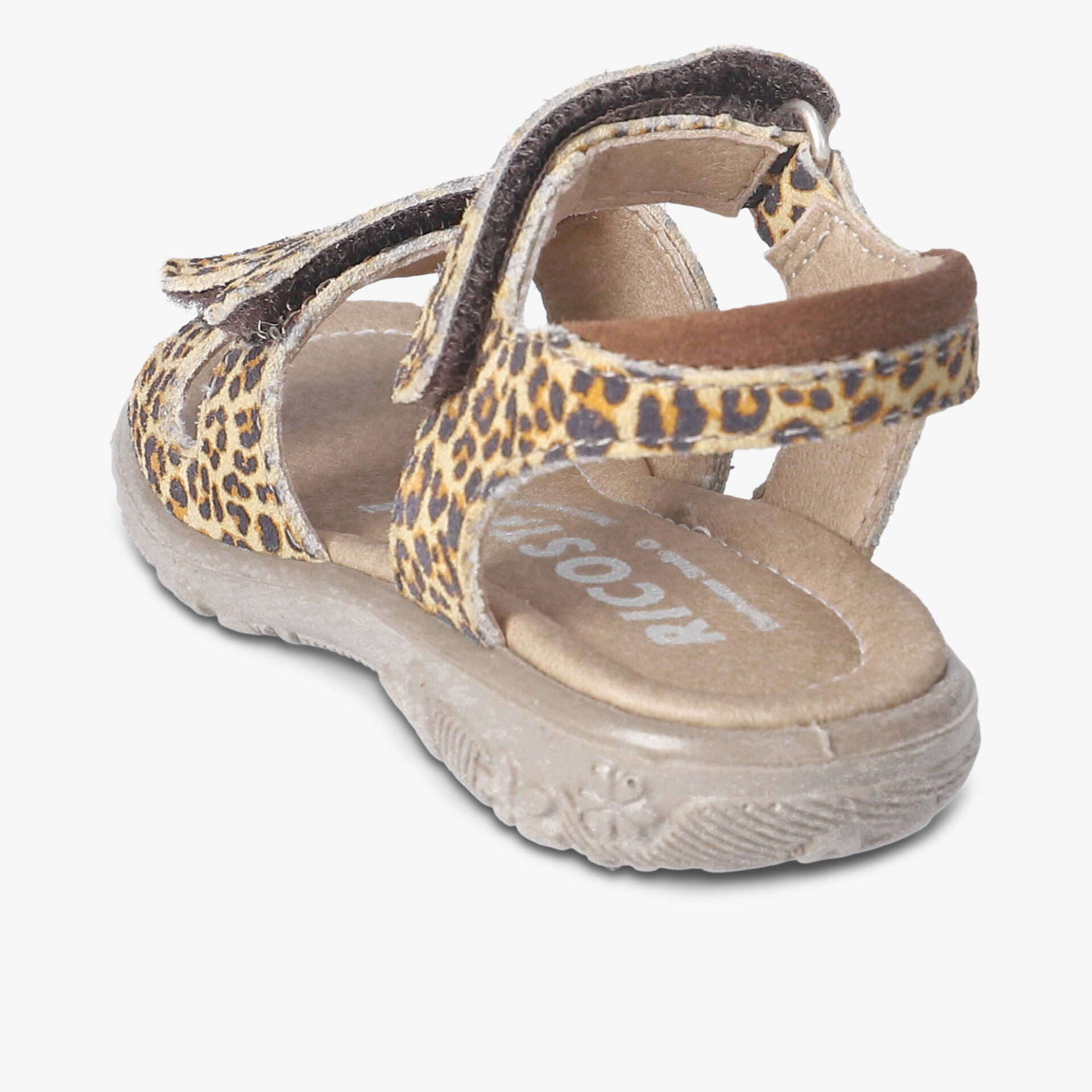 Leichte Sandale mit Leo-Muster, verstellbarem Klettverschluss und gepolstertem Fußbett für hohen Tragekomfort