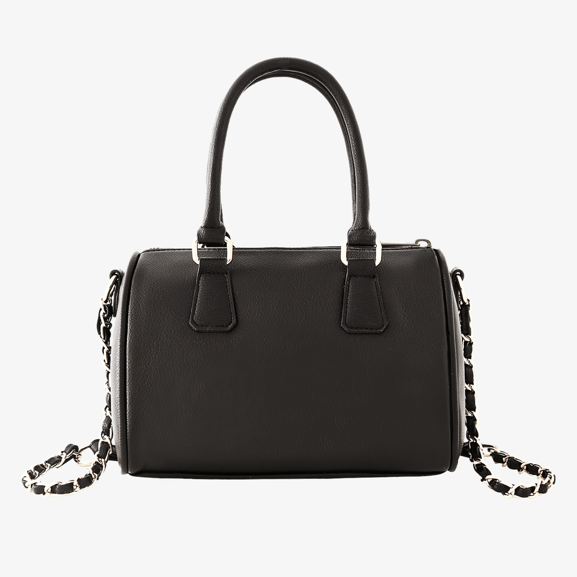 Schwarze kompakte Handtasche mit abnehmbarem Schulterriemen und edlem Design, ideal für jeden Anlass