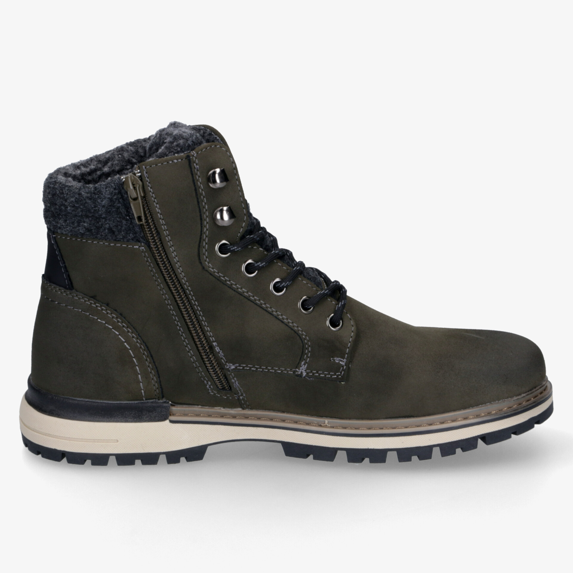 Stylischer, warm gefütterter Boot mit robuster Sohle und wasserabweisendem Material für kalte Tage.