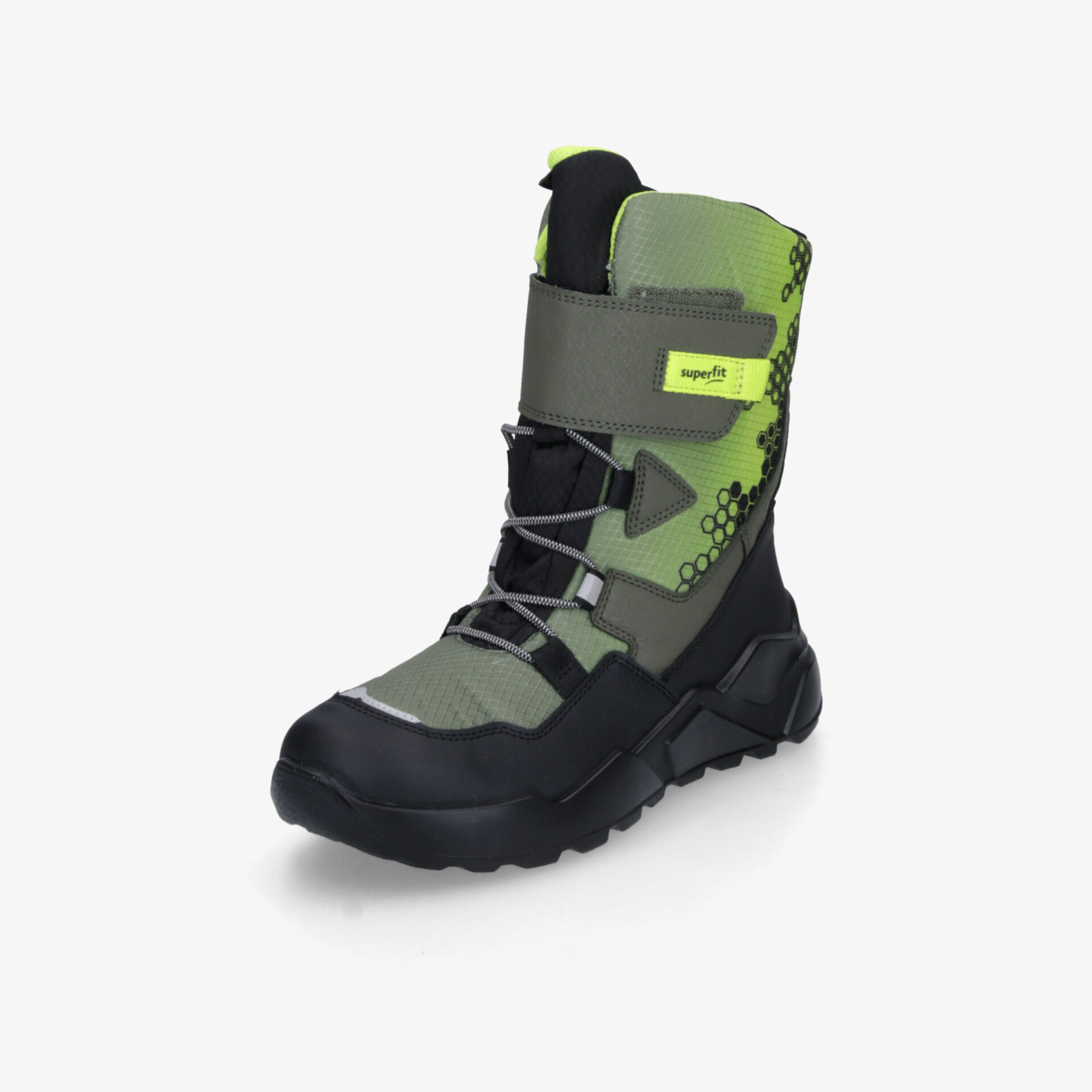 Robuster Outdoor-Schuh in Grün mit hoher Schutzhöhe, wasserabweisend und rutschfester Sohle für sicheren Halt