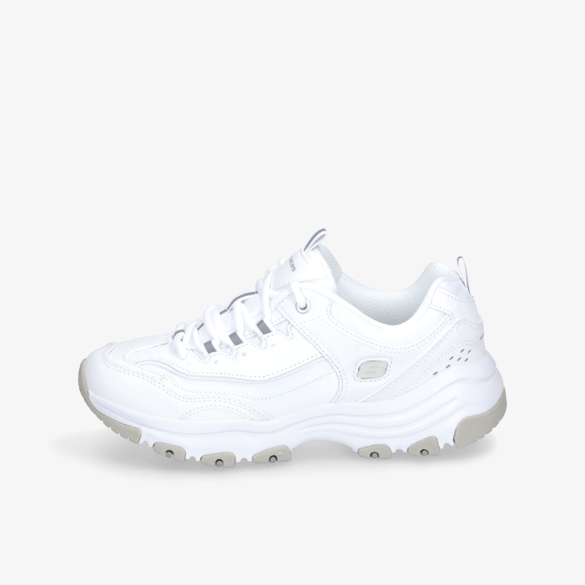 Moderner weißer Sportschuh mit gepolstertem Design und rutschfester Sohle für hohen Tragekomfort