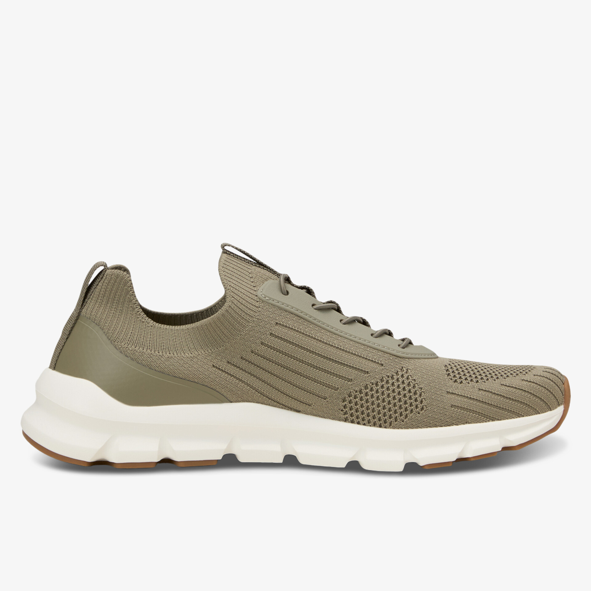 Seitenansicht eines atmungsaktiven, leichten Sneakers mit flexibler Laufsohle und bequemer Passform