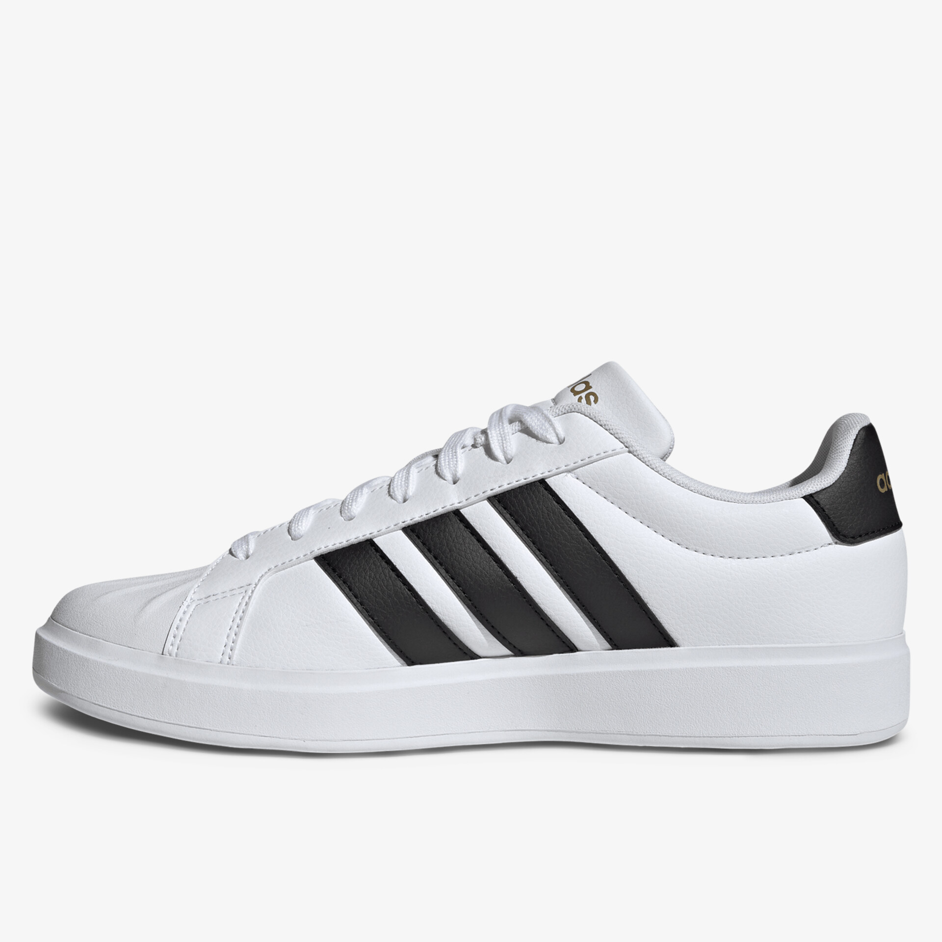 Weißer Sneaker mit schwarzen Streifen und moderner, bequemer Passform, hochwertiges Obermaterial