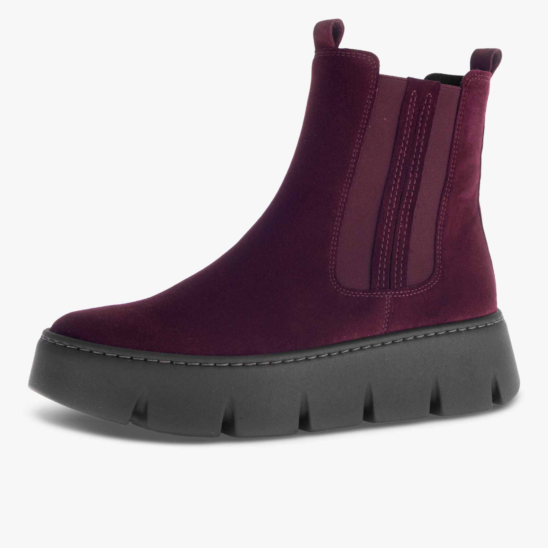 Robuster modischer Stiefel mit elastischen Einsätzen und dicker Profilsohle für bequemen Halt und Komfort