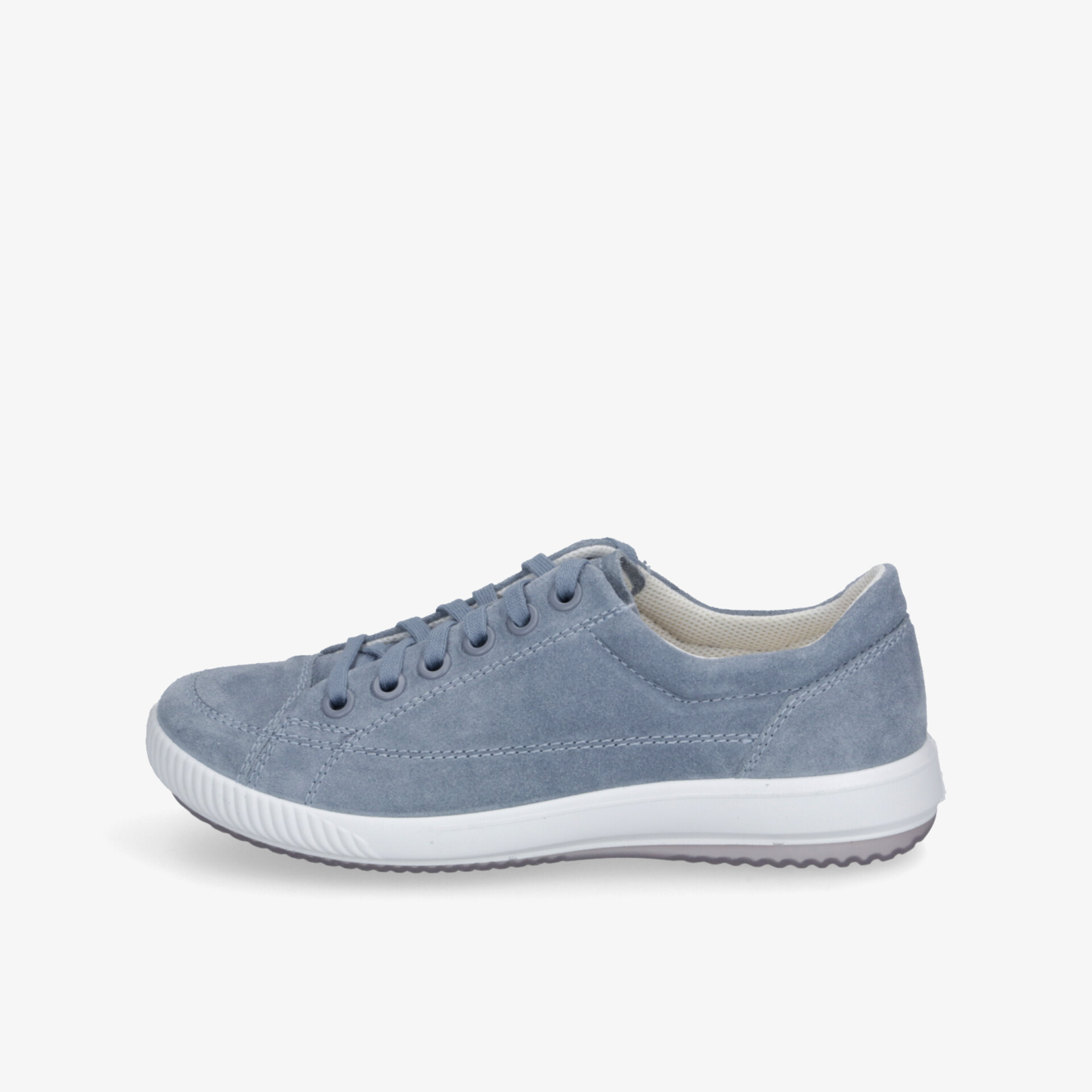 Blauer Sneaker seitliche Ansicht mit leichter, rutschfester Sohle und weichem Material für komfortablen Tragekomfort