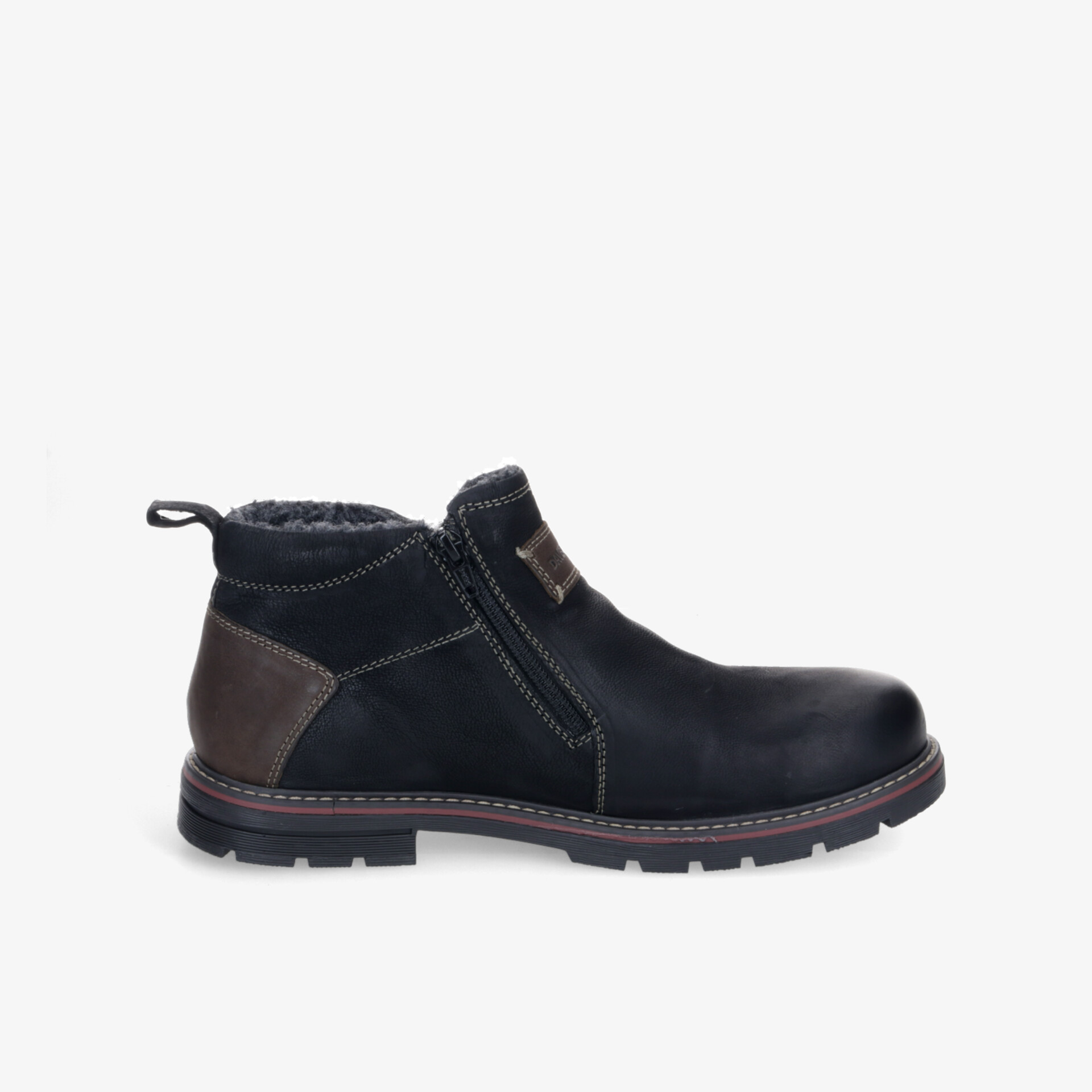 Robuster schwarzer Halbstiefel mit seitlichem Reißverschluss, rutschfester Sohle und hochwertiger Verarbeitung für optimalen Tragekomfort