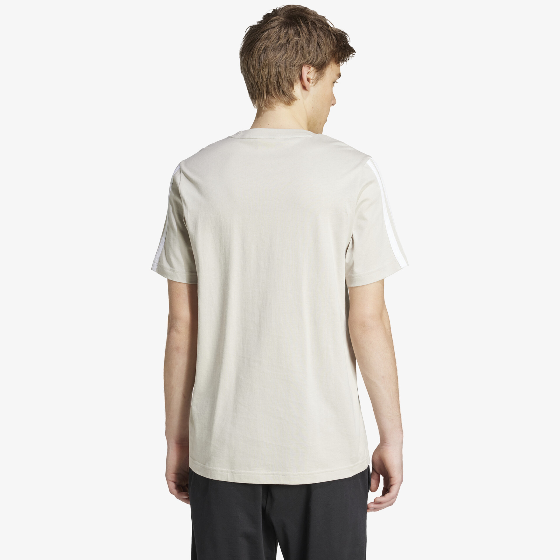 Rückenansicht eines weißen T-Shirts mit bequemer Passform und schlichtem, modernem Design