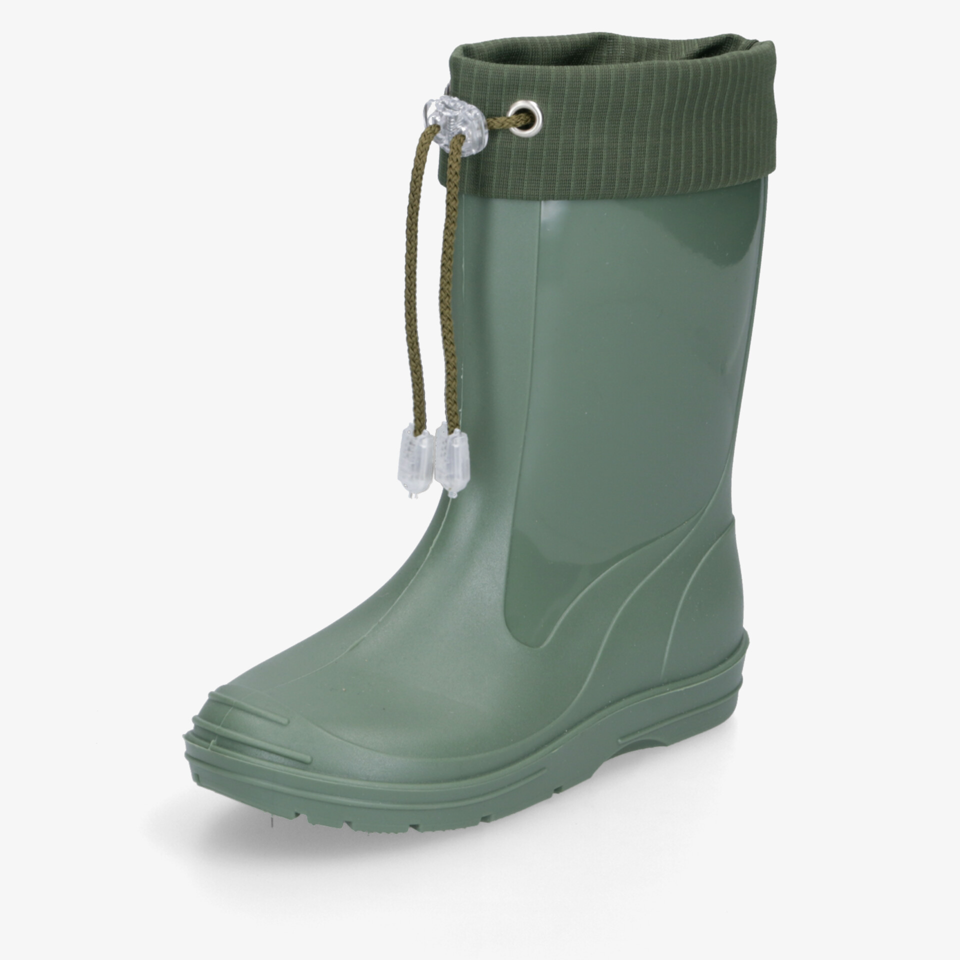 Robuster grüner Gummistiefel mit wasserdichtem Material und bequemen Schaft, ideal für nasse Bedingungen