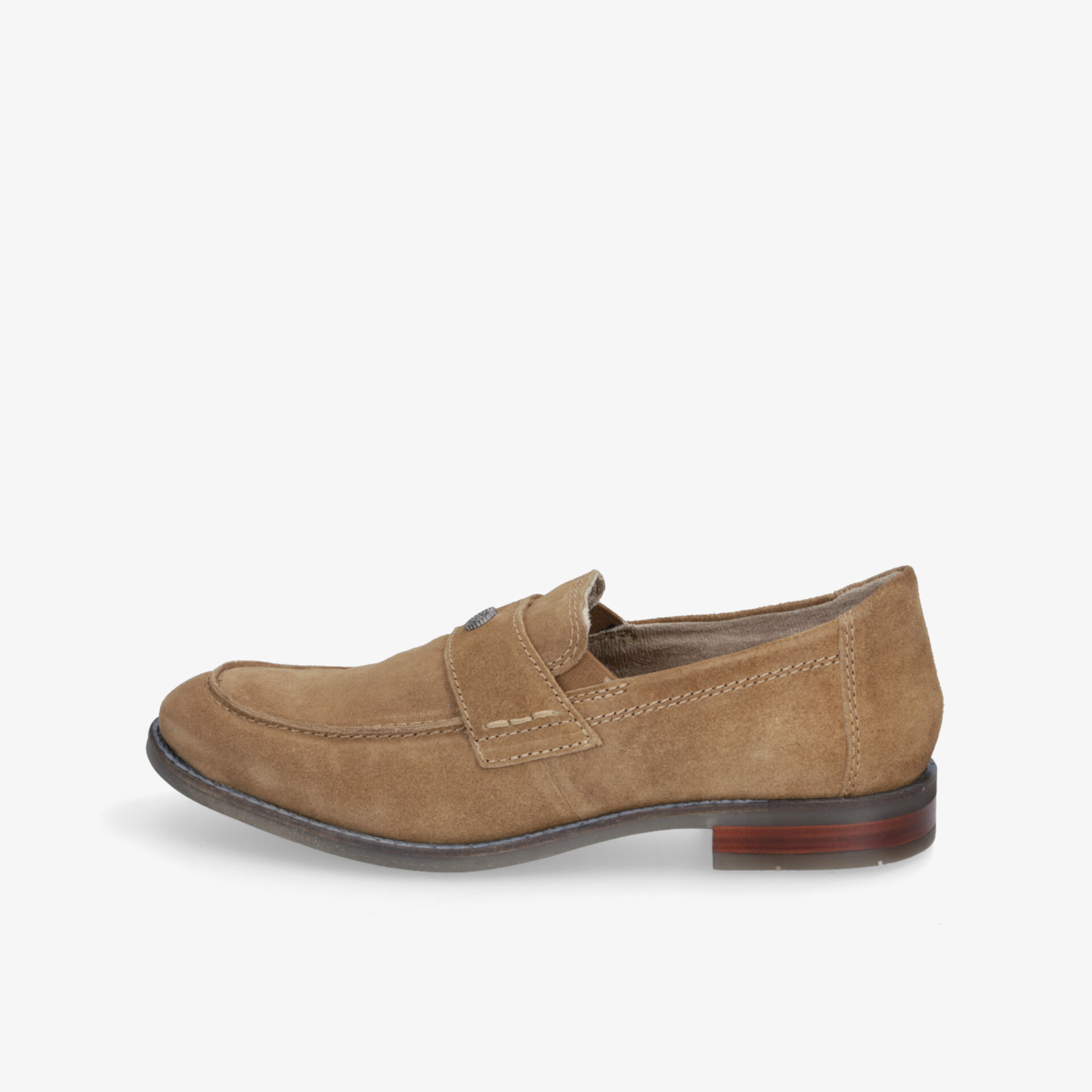 Eleganter brauner Leder-Loafer seitliche Ansicht, komfortabel mit rutschfester Sohle und hochwertiger Verarbeitung