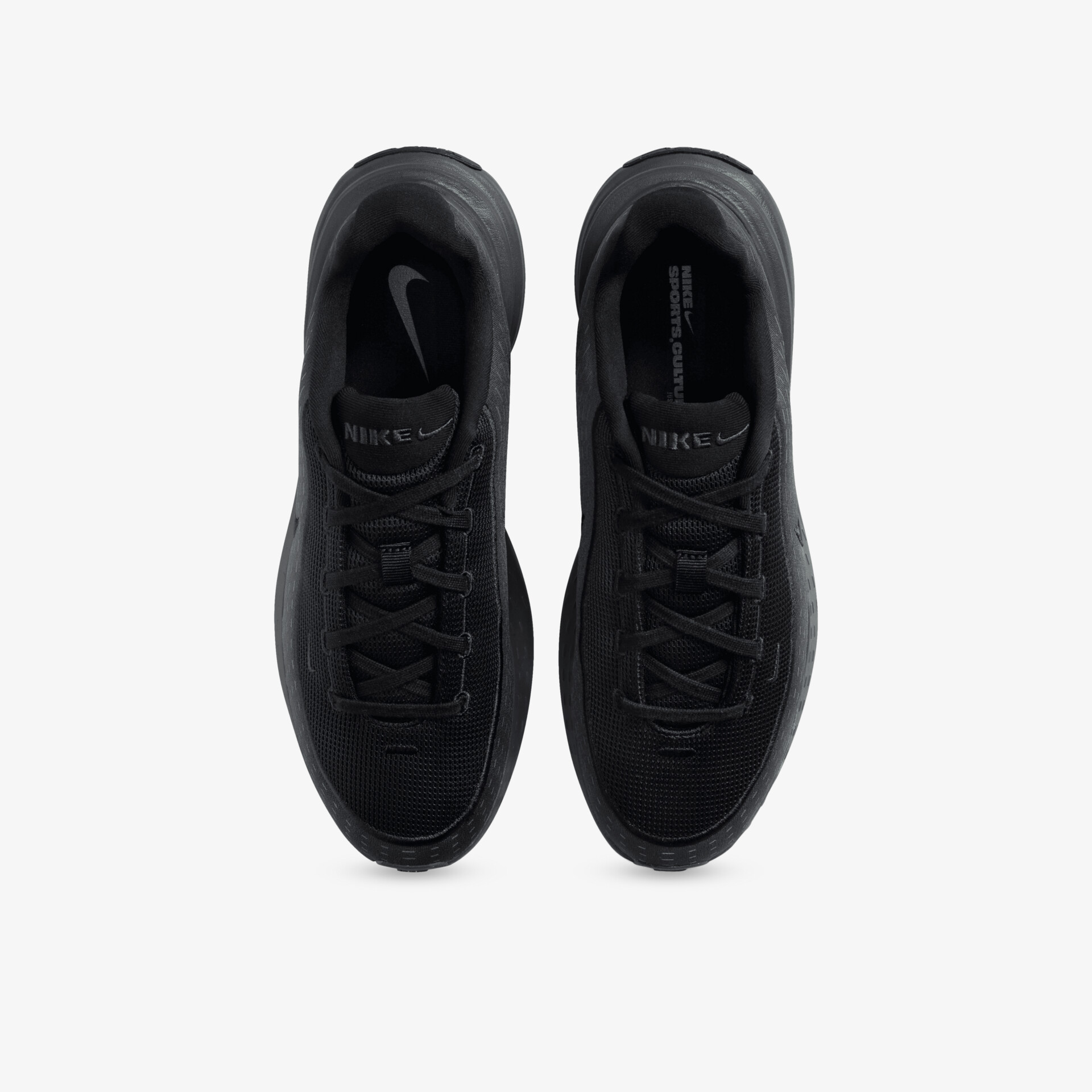 Schwarze Sneaker Paar mit moderner Schnürung, atmungsaktivem Material und robustem Design in Draufsicht