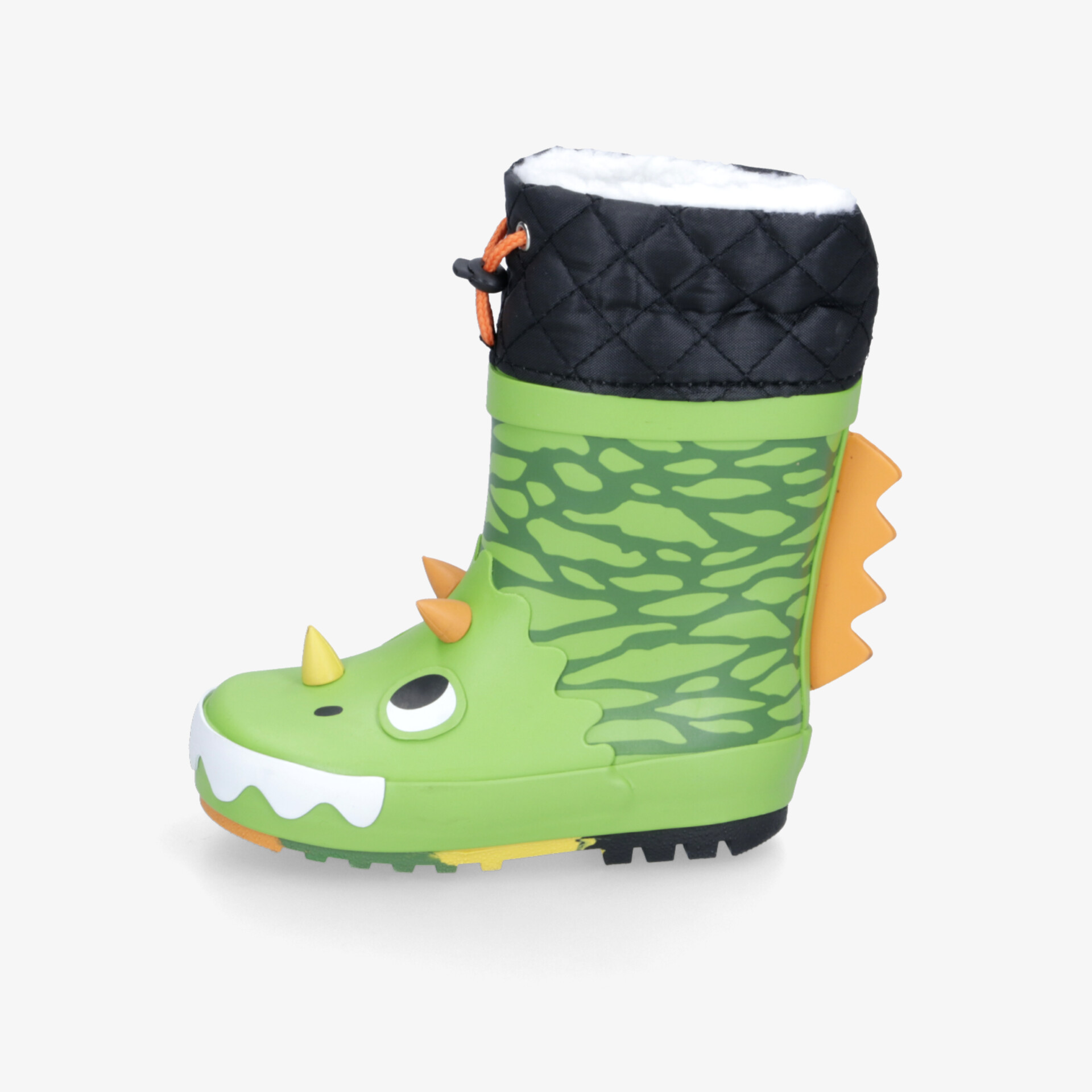 Grüner Drachen-Gummistiefel mit rutschfester Sohle und flexiblem Schaft für hohen Tragekomfort