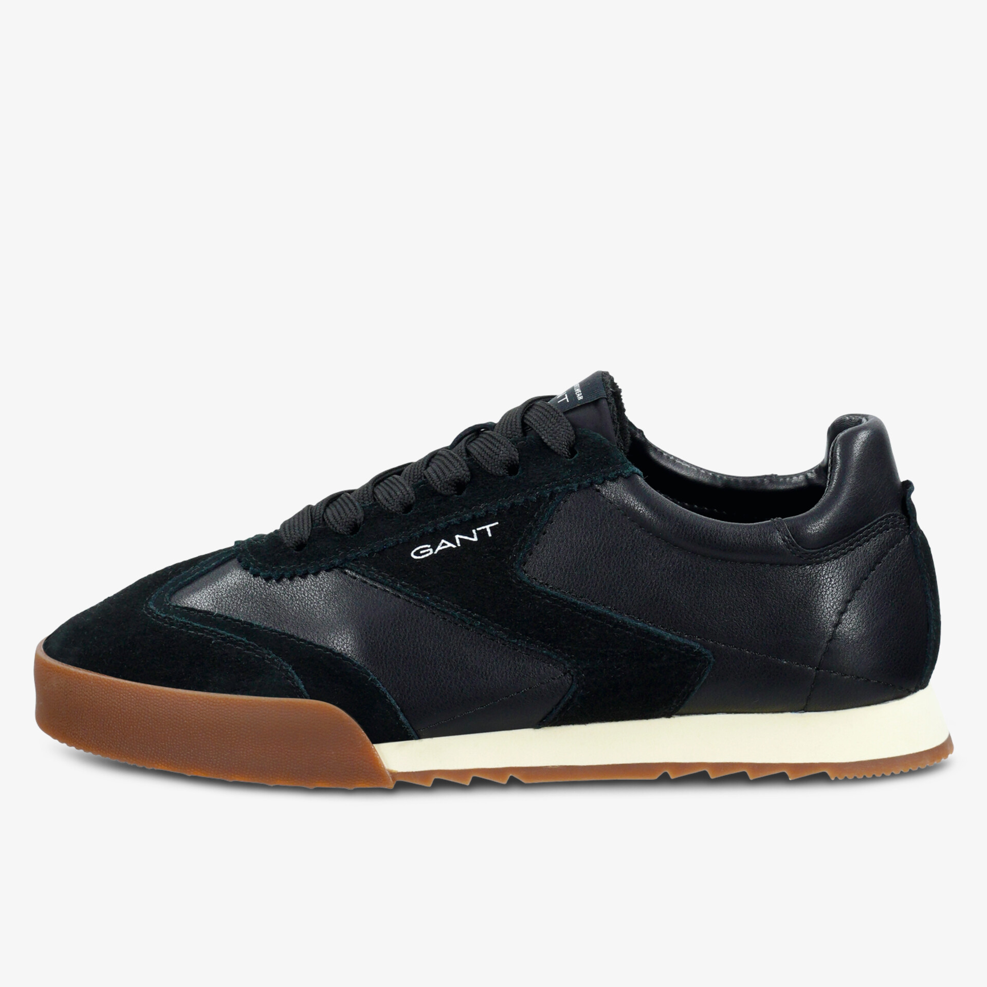 Eleganter schwarzer Sneaker mit Materialmix und gumminsohle, bequeme und modische Freizeitschuhe