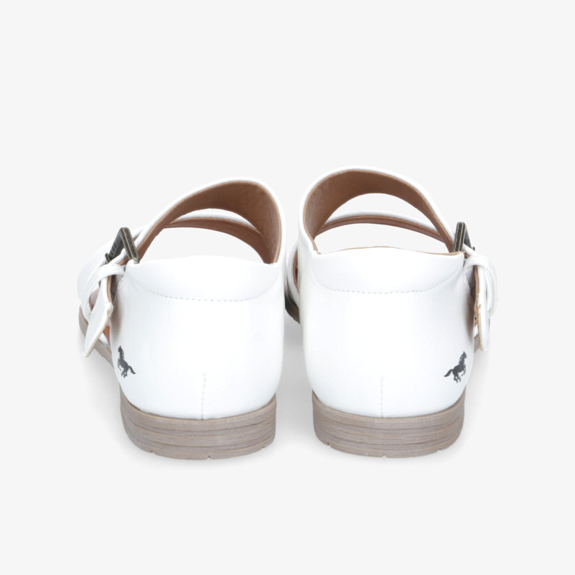 Weiße Sandalen mit verstellbarer Schnalle und bequemer Passform aus Rückansicht