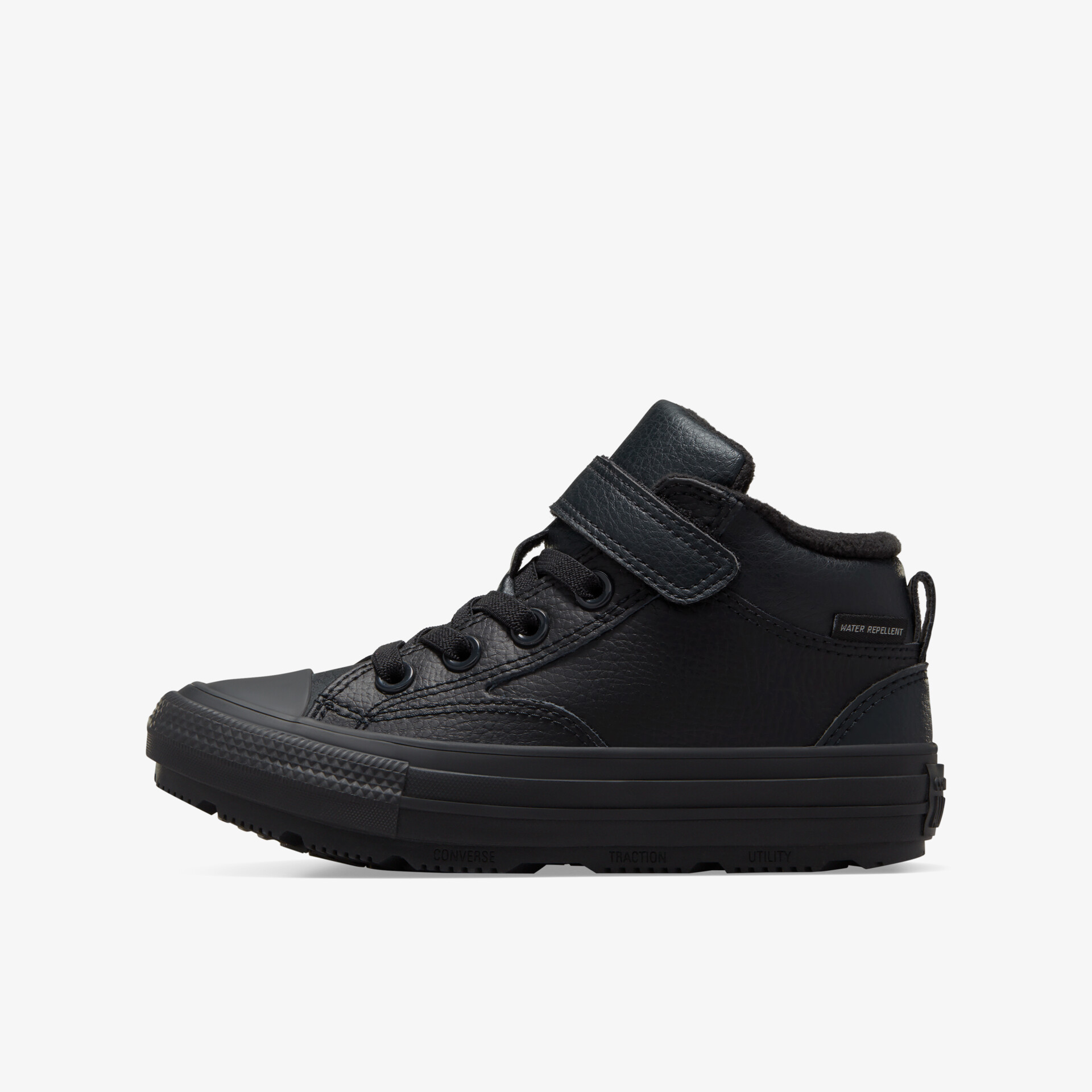 Eleganter schwarzer Sneaker mit hohem Schaft und praktischem Klettverschluss, ideal für den Alltag.