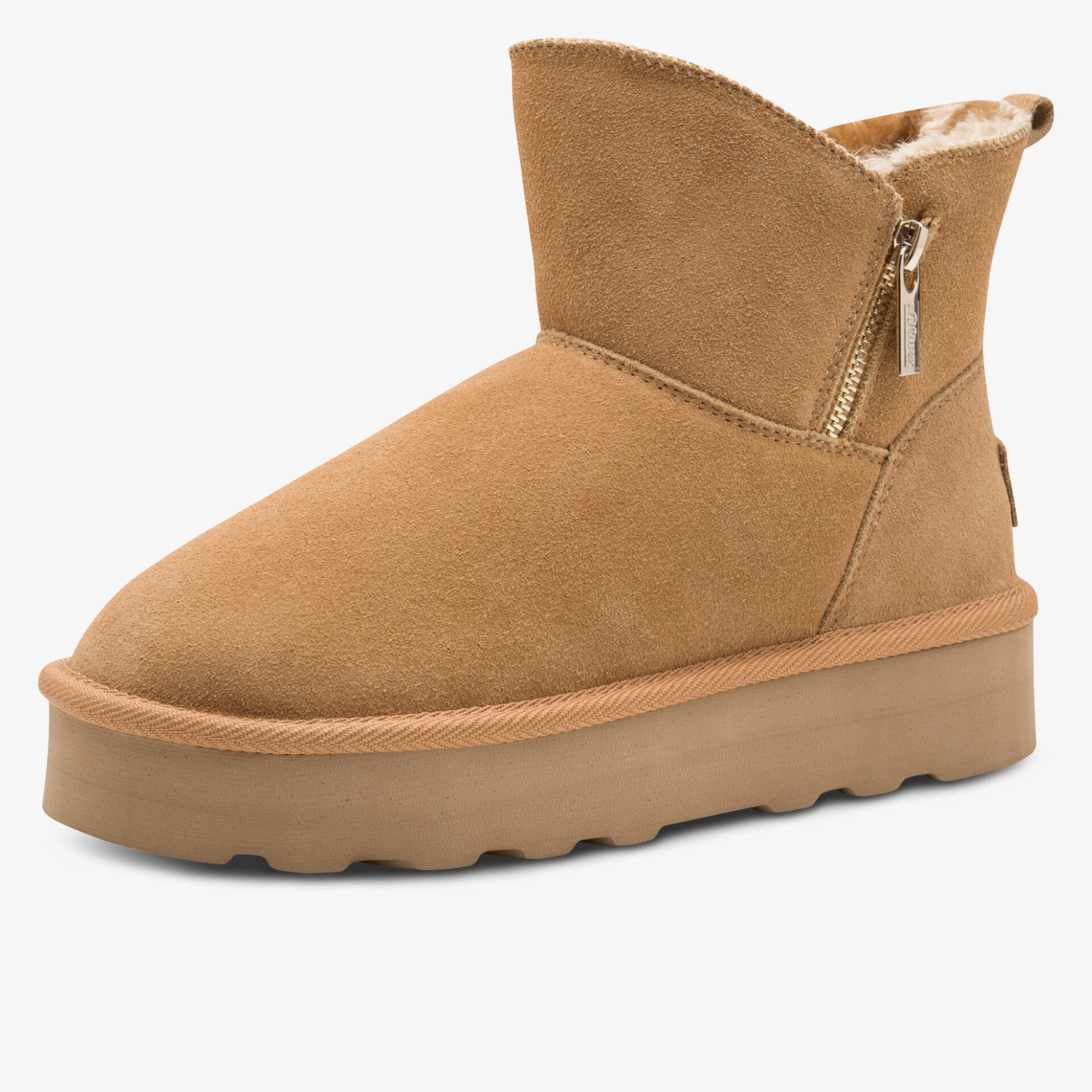 komfortabler winterstiefel aus veloursleder mit warmem innenfutter und praktischem seitlichem reißverschluss