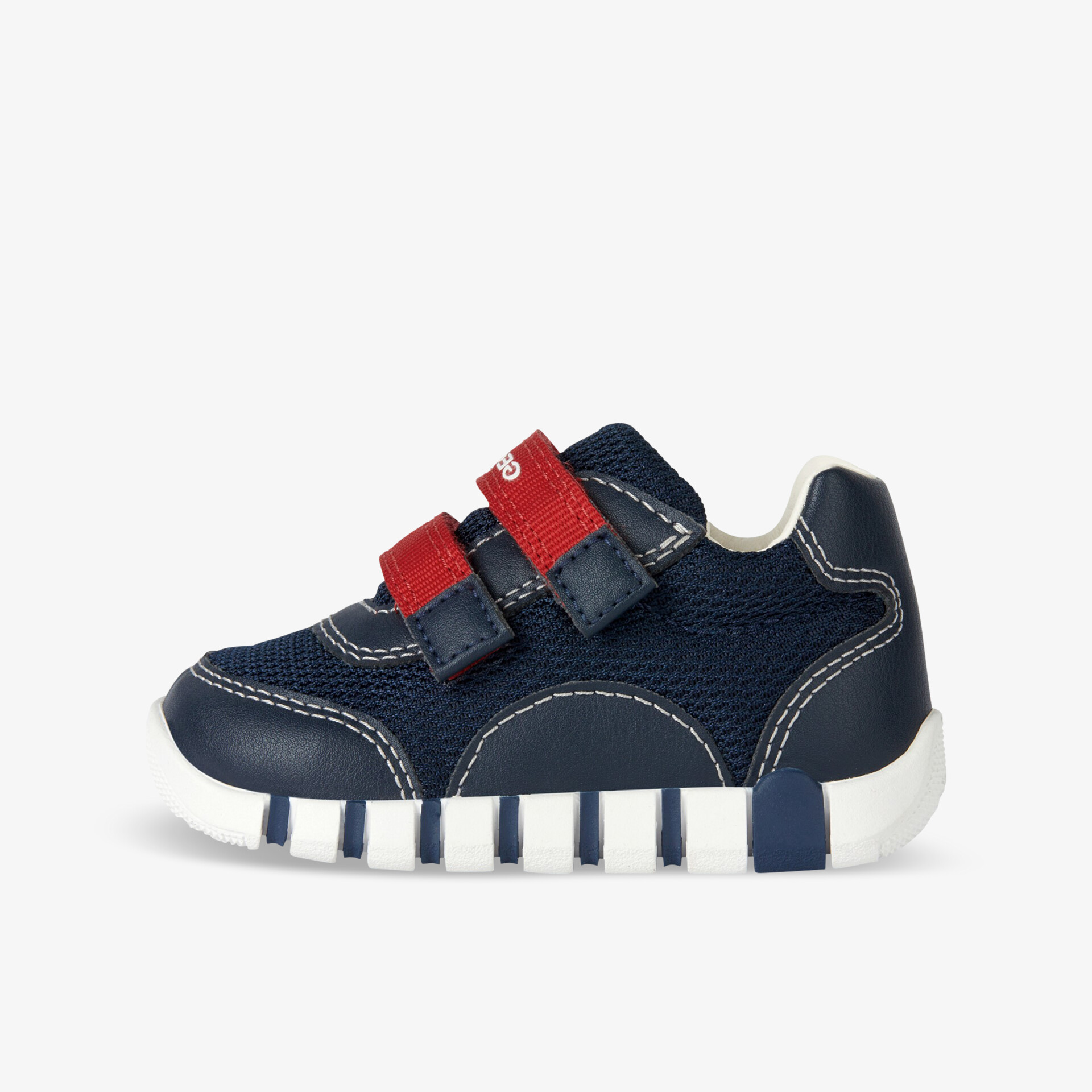 Moderner navy Sneaker mit Klettverschlüssen für leichten Einstieg und rutschfester Sohle für optimalen Halt.