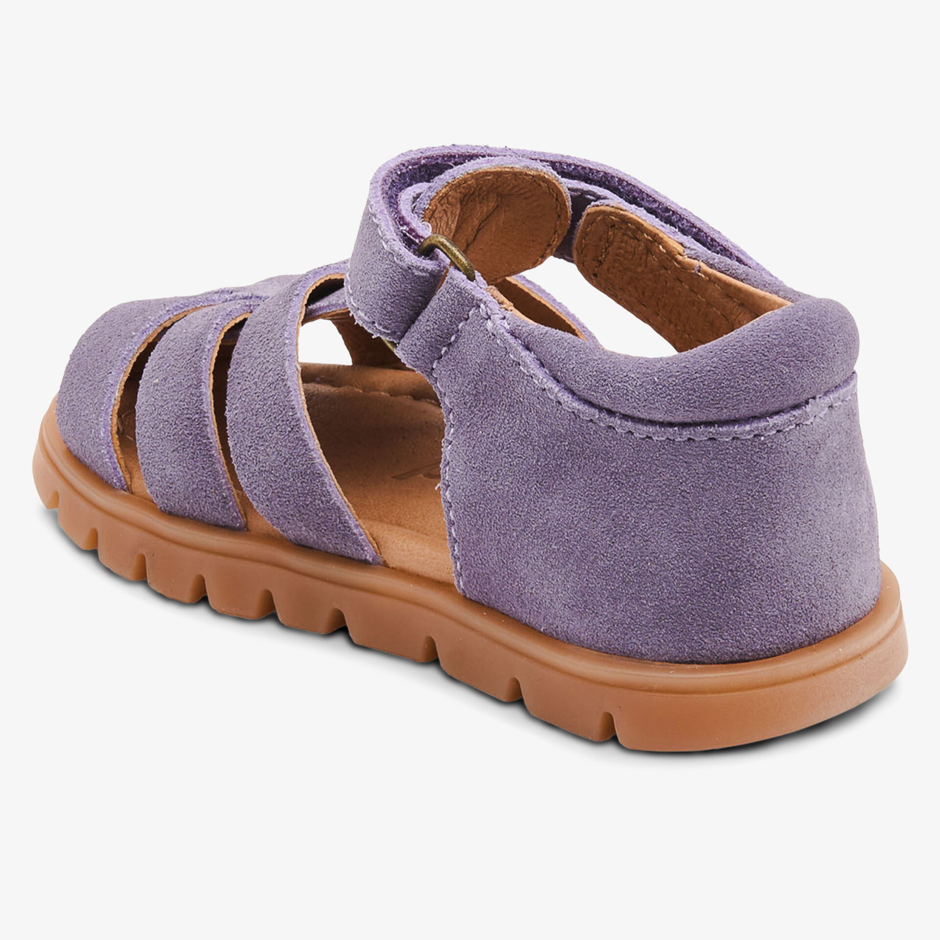 Bequeme Kindersandale mit rutschfester Sohle und weichem Leder in Lila.
