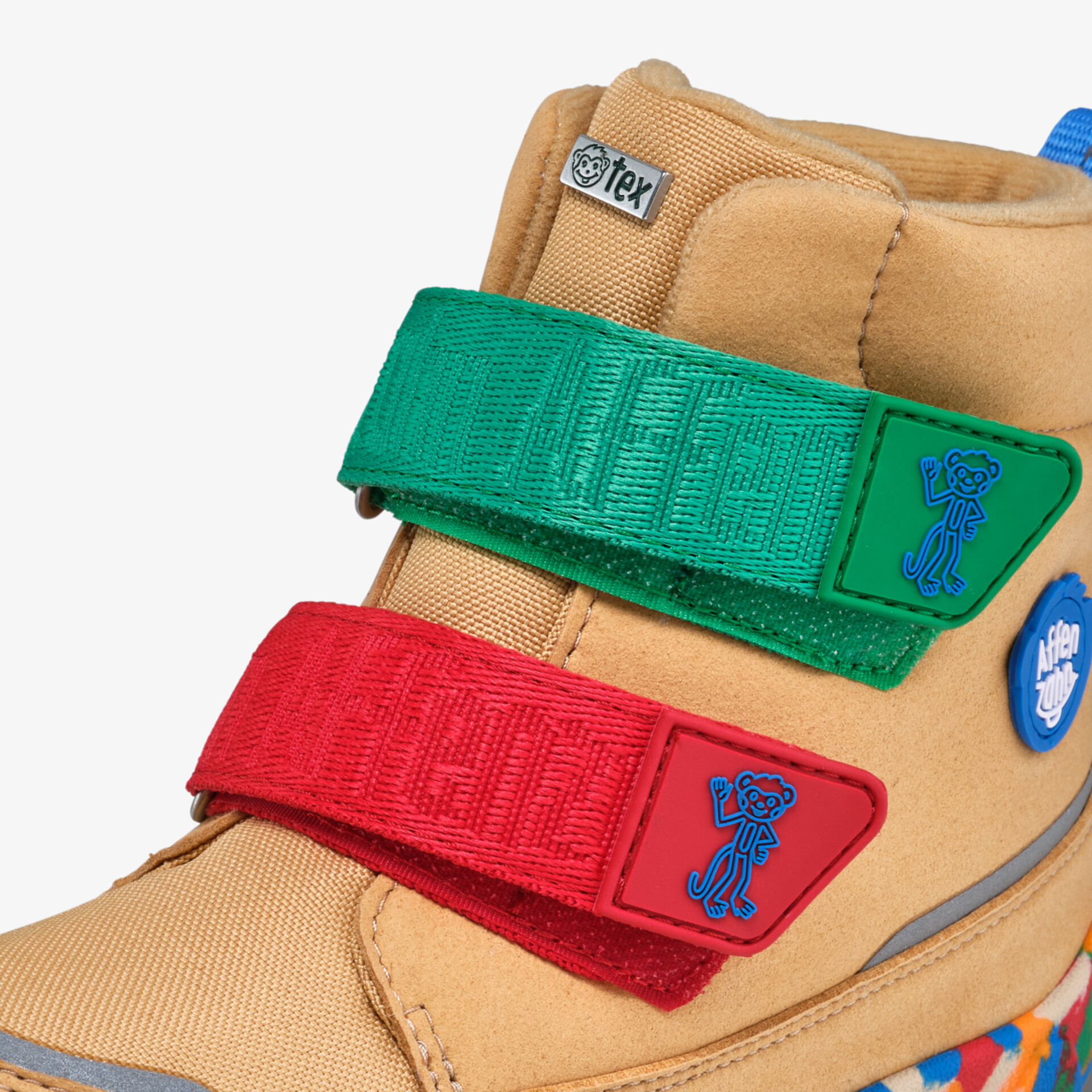 Robuste Winterboots mit wasserabweisendem Material und farbigen Klettverschlüssen für sicheren Halt und Komfort
