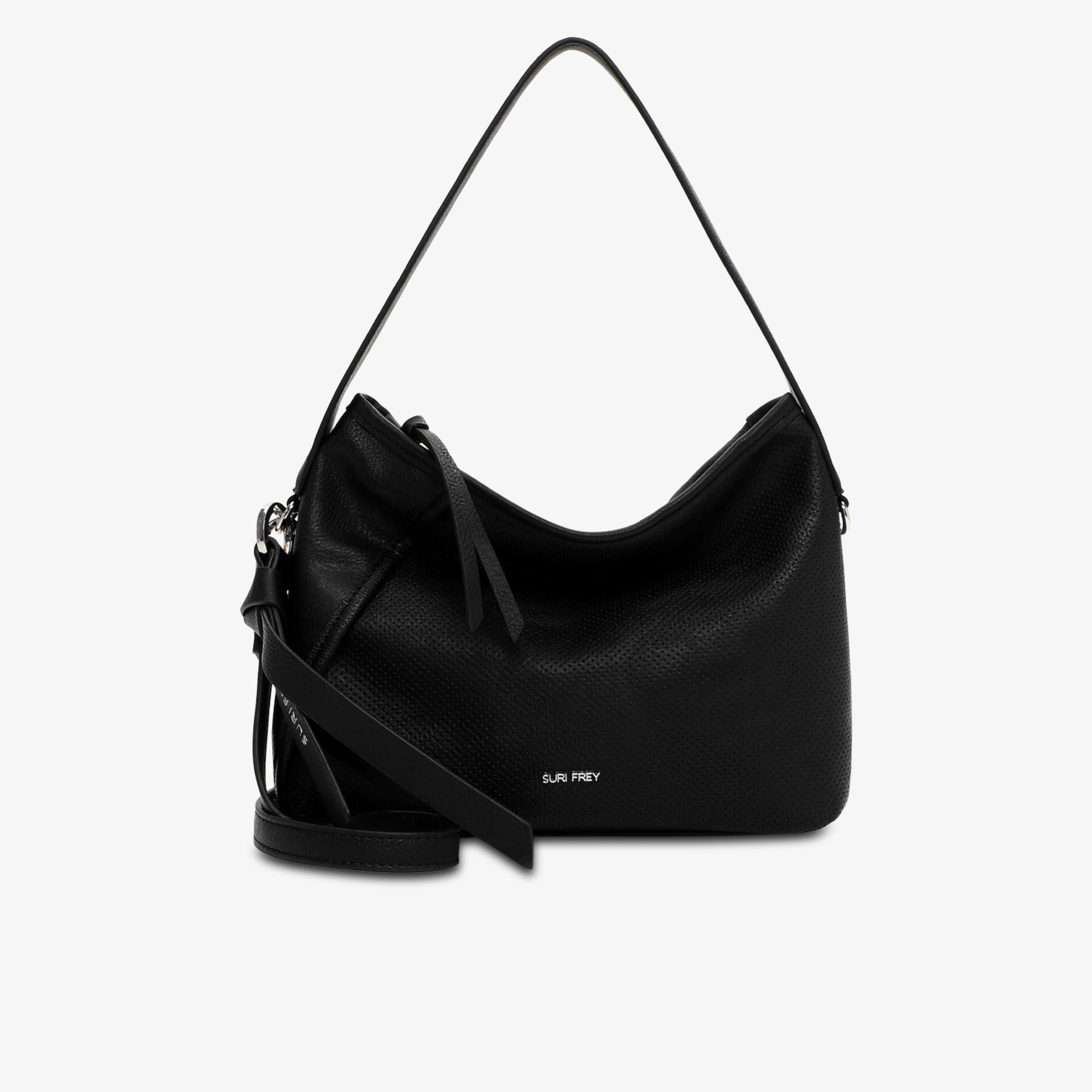 Elegante schwarze Ledertasche mit weicher Oberfläche und praktischem Tragegriff, geräumig und stilvoll