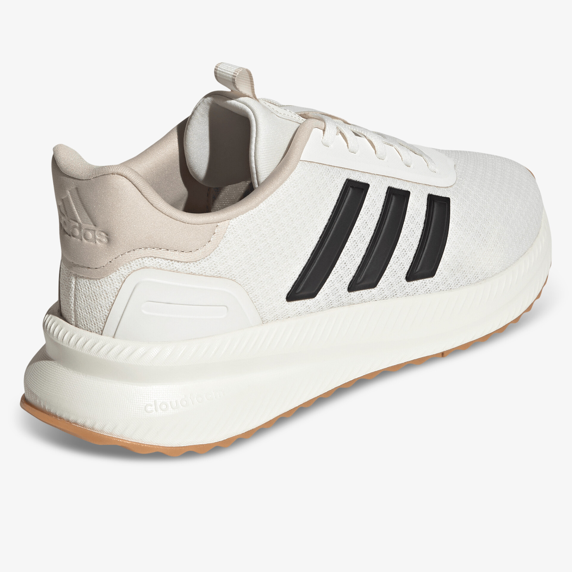 Leichter weißer Sneaker mit schwarzem Streifendetail und bequemer, rutschfester Sohle, ideal für Alltag und Sport