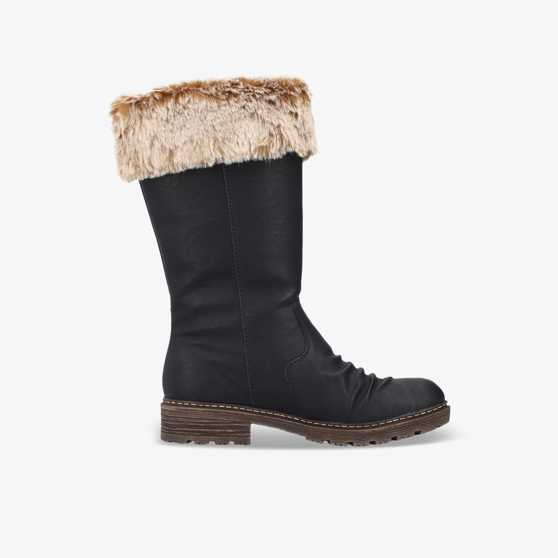 Warmer Winterstiefel mit Fellbesatz, robuster Sohle und hohem Schaft für sicheren und bequemen Halt