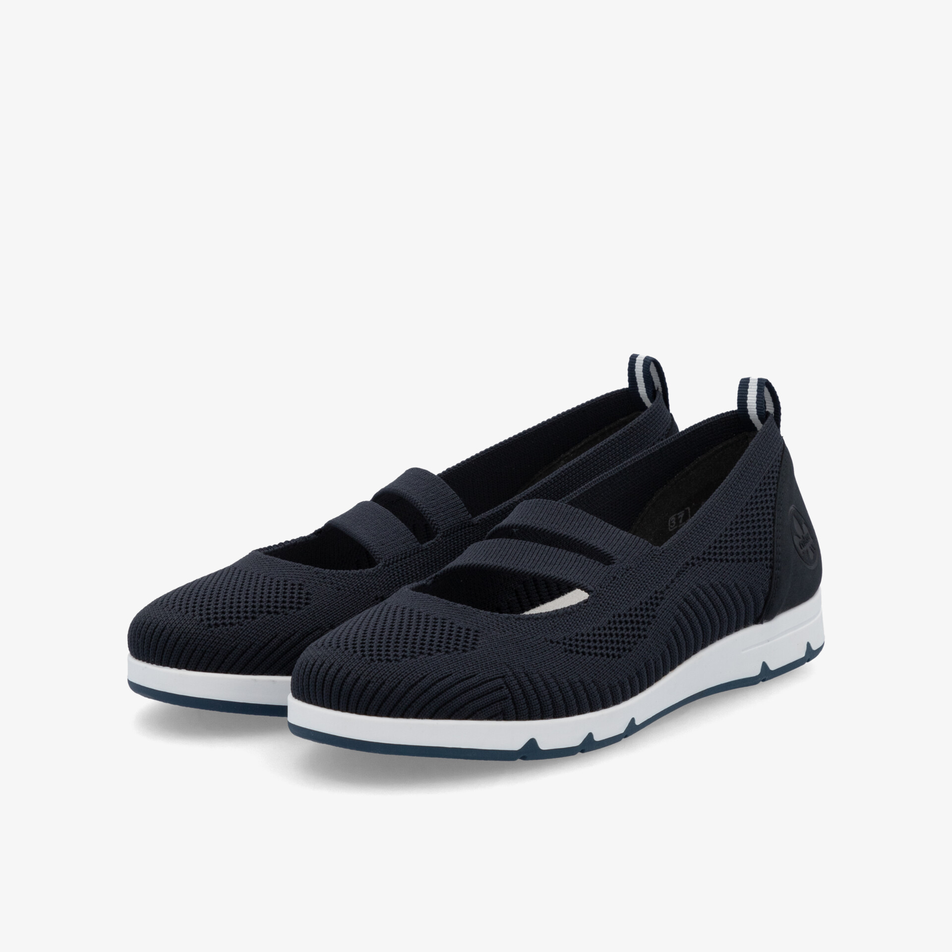 Schwarze Sneaker mit weißer flexibler Sohle und elastischem Einstieg, ideal für bequemes Gehen