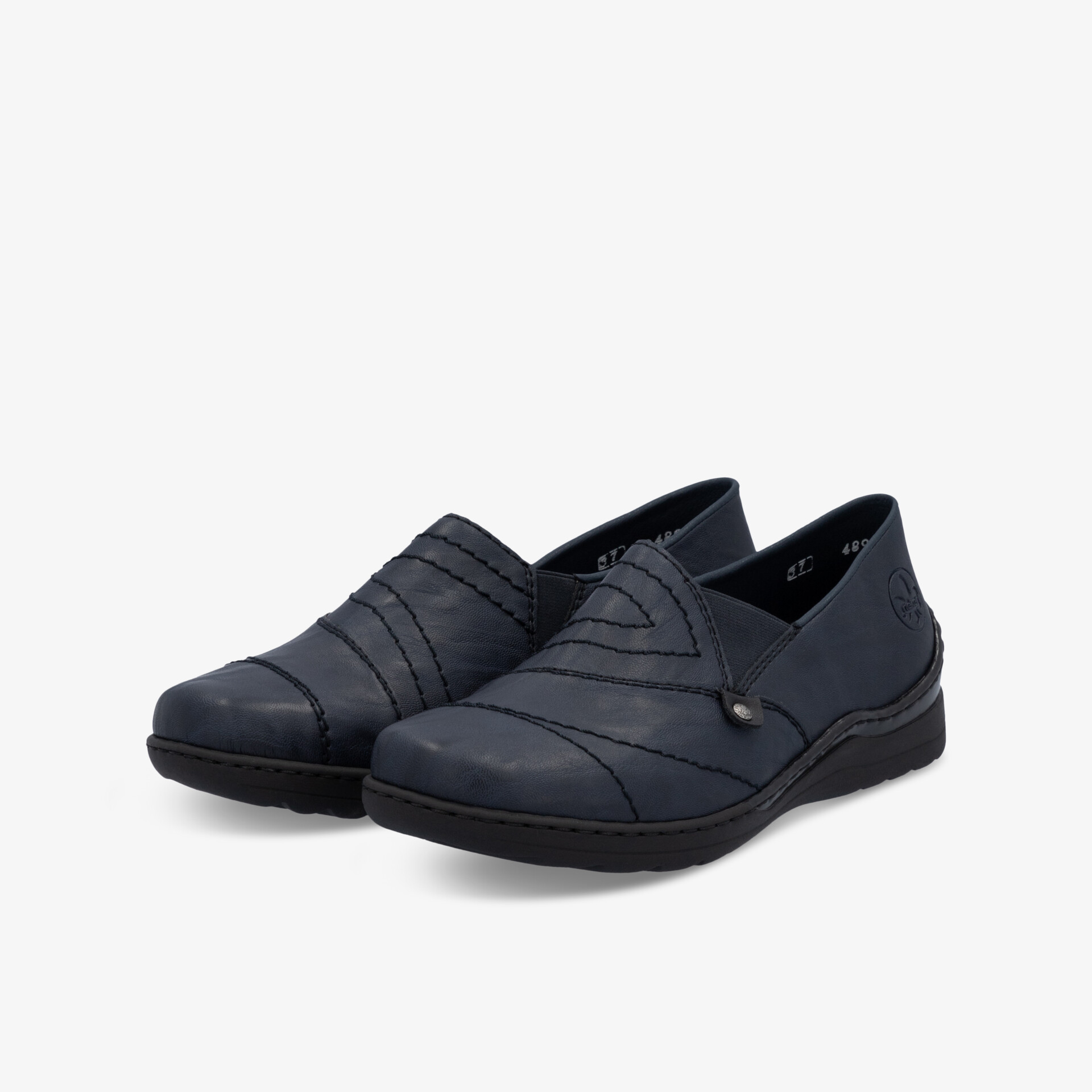 Bequeme schwarze Slipper mit flexibler Sohle und eleganten Nähten, ideal für den täglichen Komfort und leichten Halt