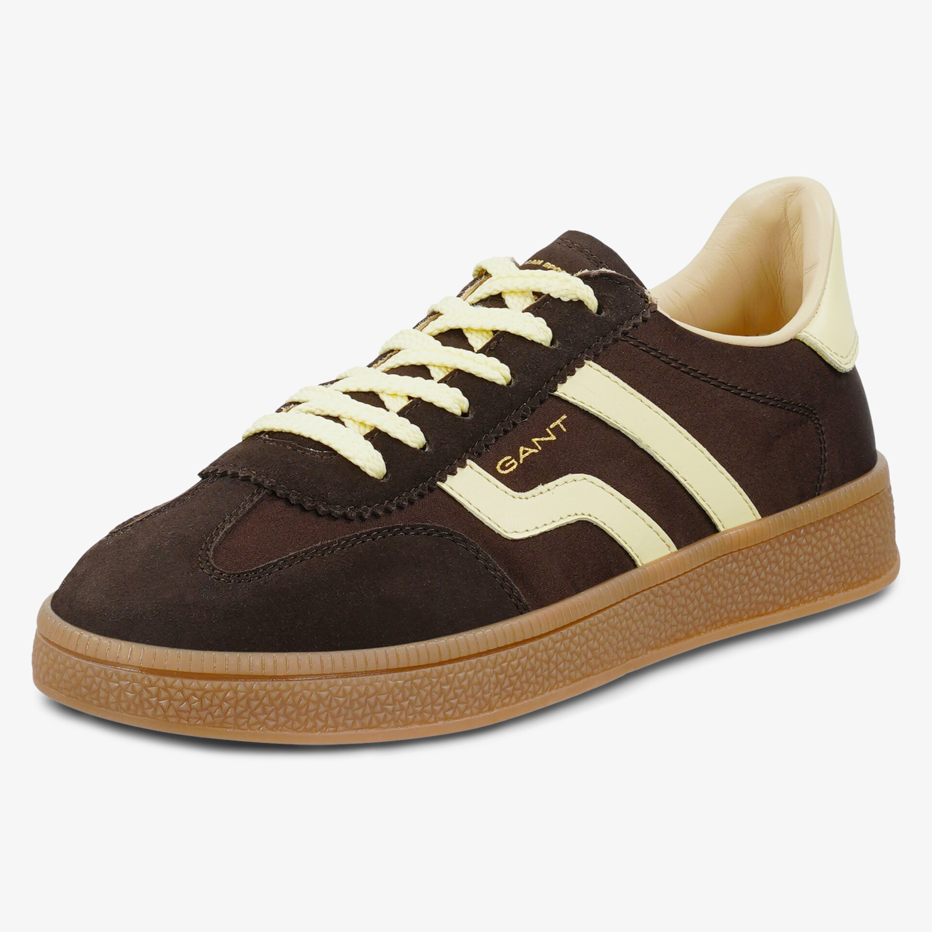 Stilvoller GANT Sneaker in Braun und Beige mit Gummisohle und Lederakzenten für optimalen Komfort.