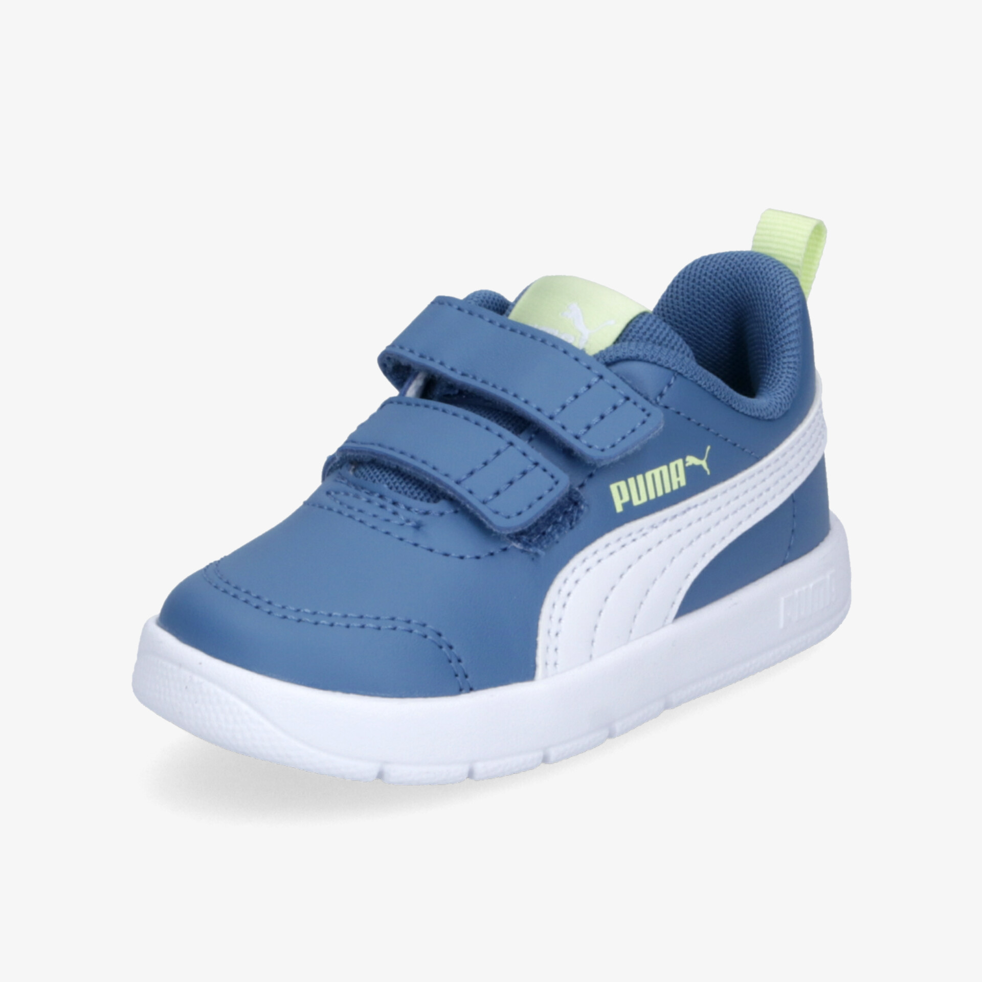 Leichter blauer Sportschuh mit praktischem Klettverschluss und rutschfester weißer Sohle für optimalen Komfort