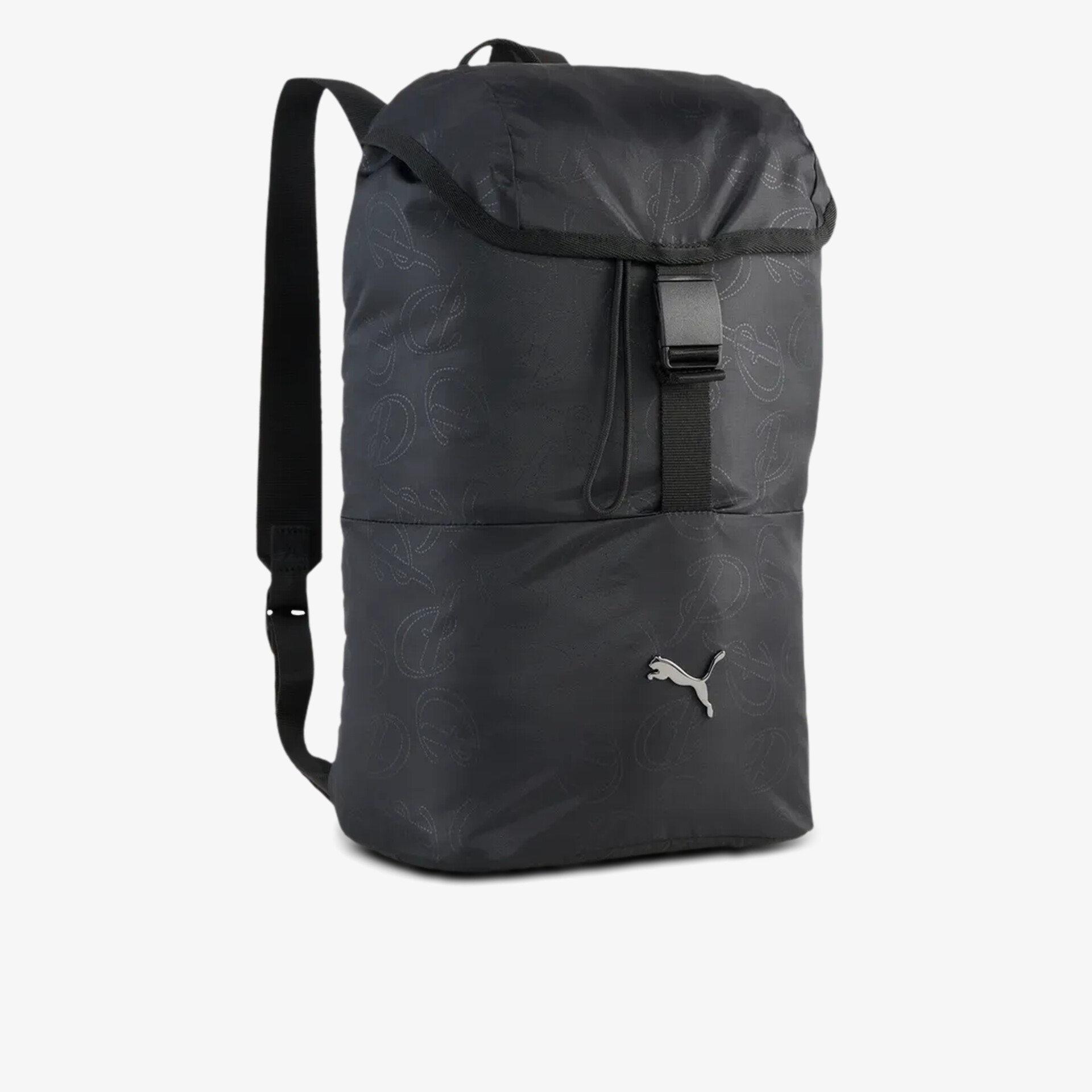 Schwarzer, robuster Rucksack mit gepolsterten Trägern und praktischem Verschluss, ideal für Alltag und Sport