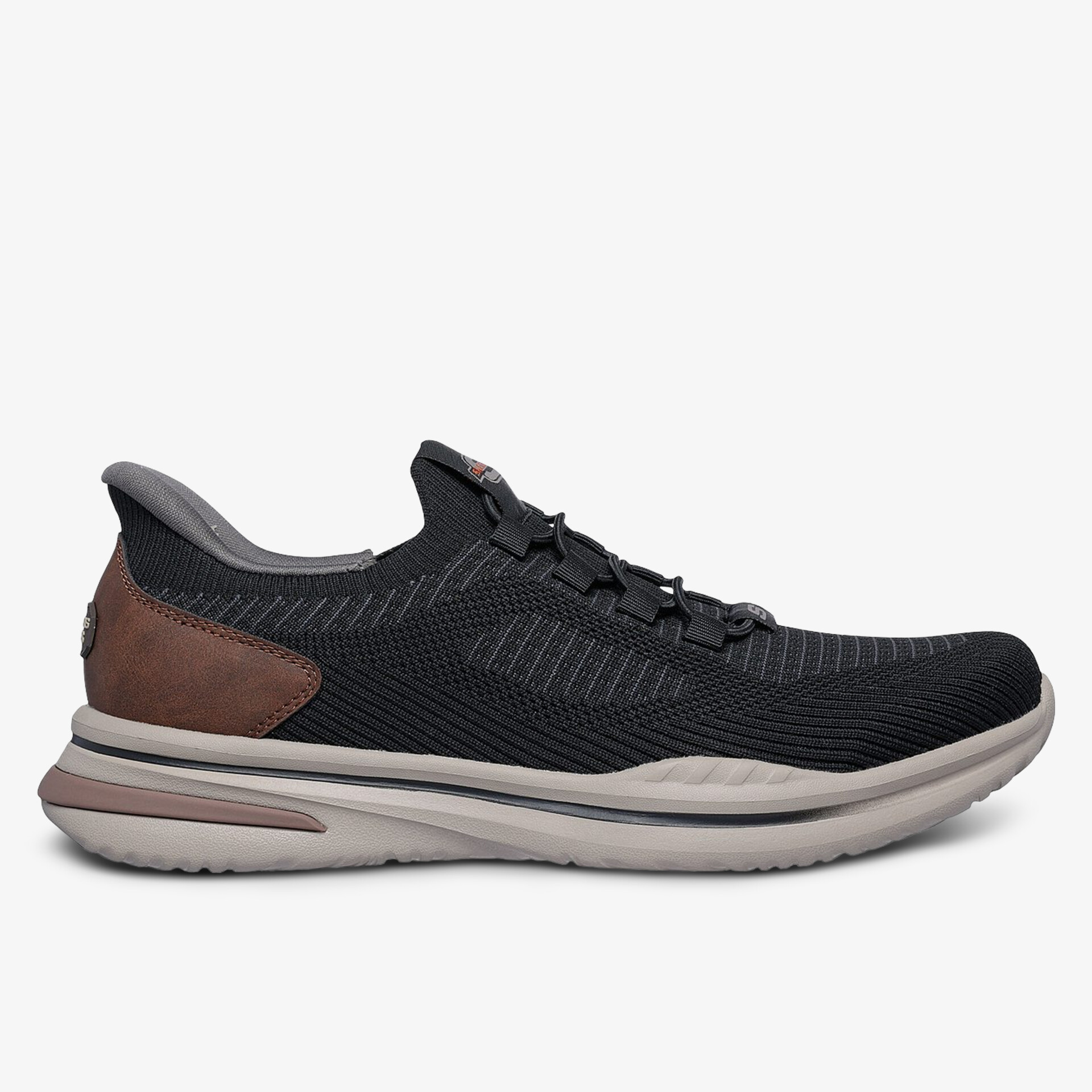 Moderner Sneaker in Schwarz mit braunen Akzenten, ideal für Komfort und Stil.