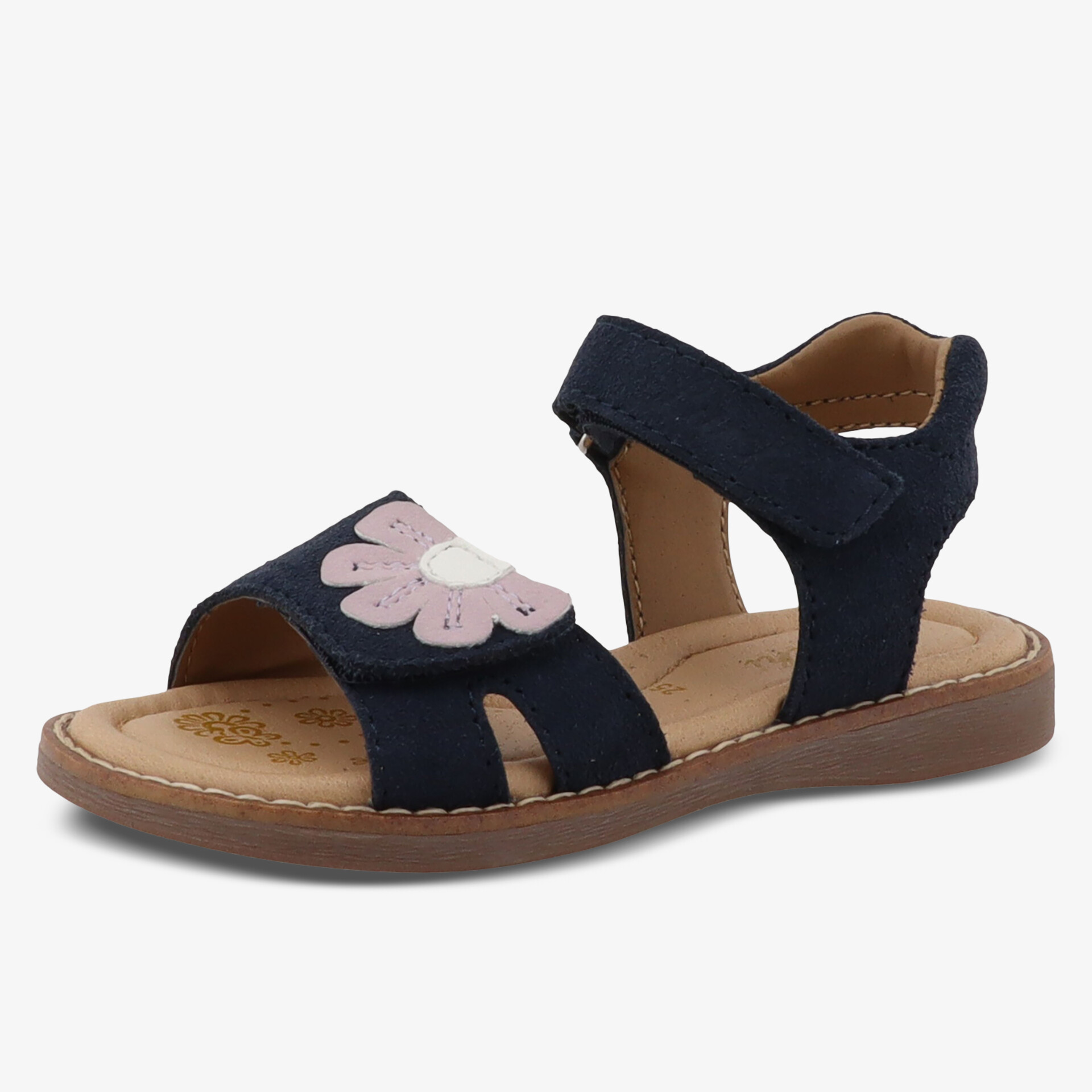 Bequeme Sandale mit Blumenmotiv und Gummisohle, ideal für modischen Komfort.