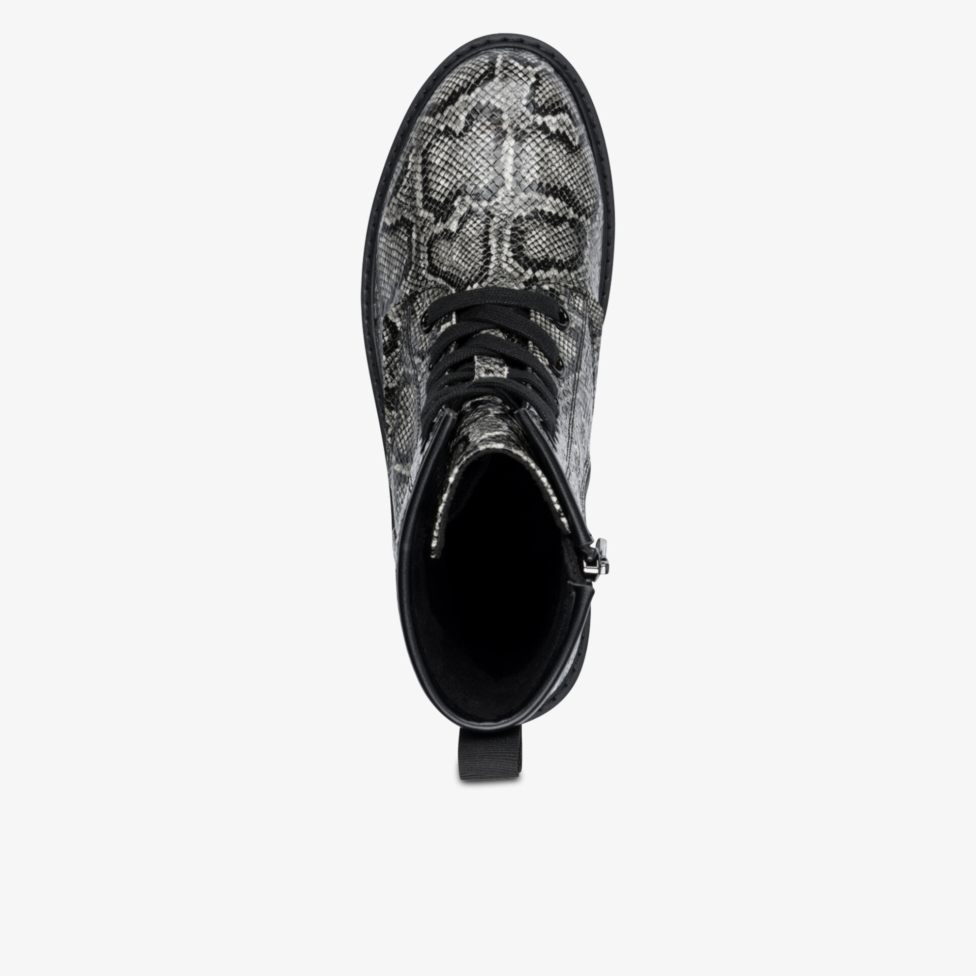 Stylischer Schnürstiefel mit Schlangenledermuster und Reißverschluss bietet robuste und bequeme Passform