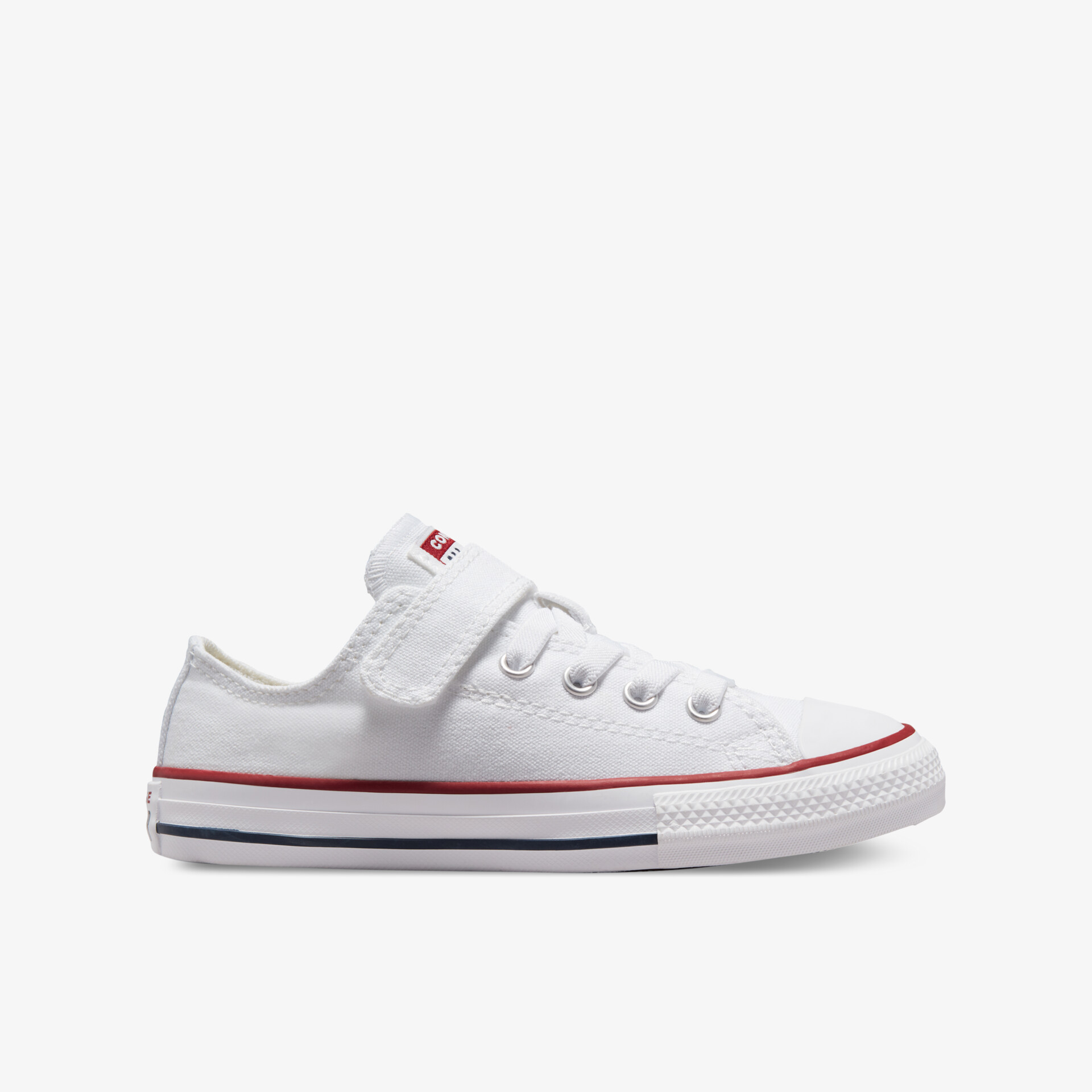 Moderner weißer Sneaker mit Klettverschluss und klassischem Design für vielseitige Anlässe.