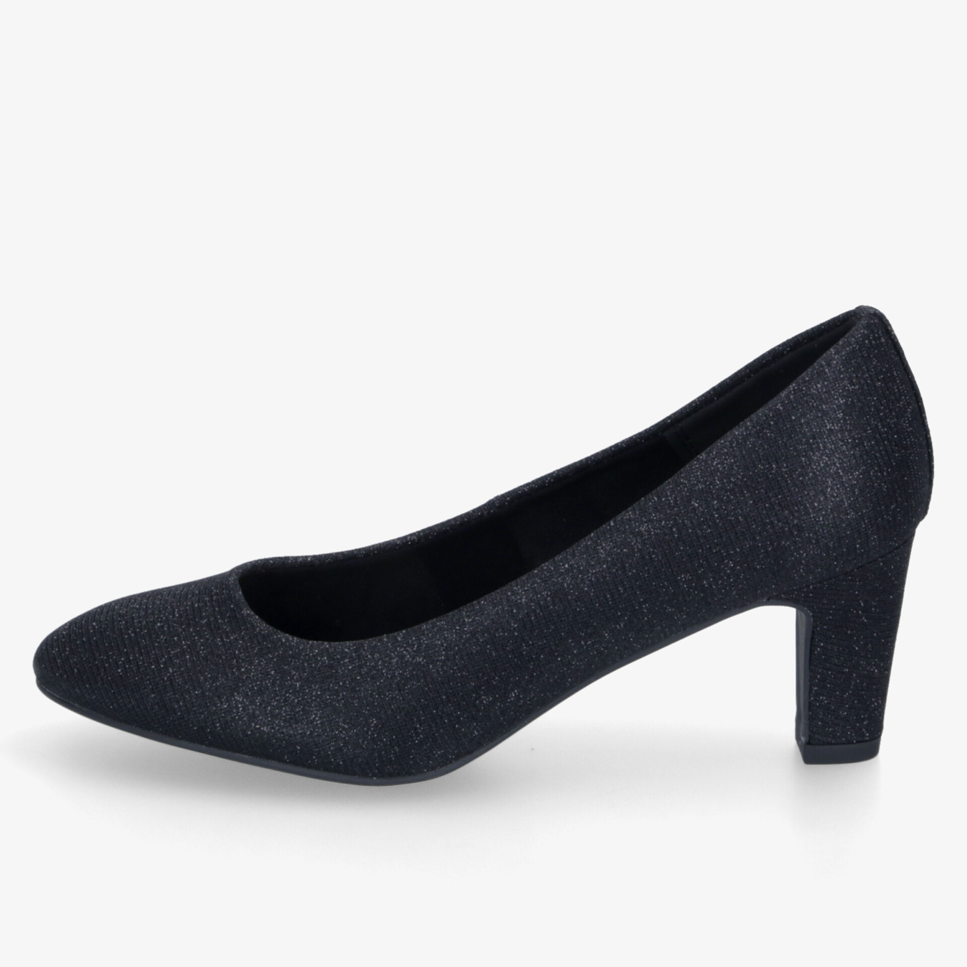 Eleganter schwarzer Pumps mit bequemem Blockabsatz für vielseitige Anlässe und stilvolle Auftritte.