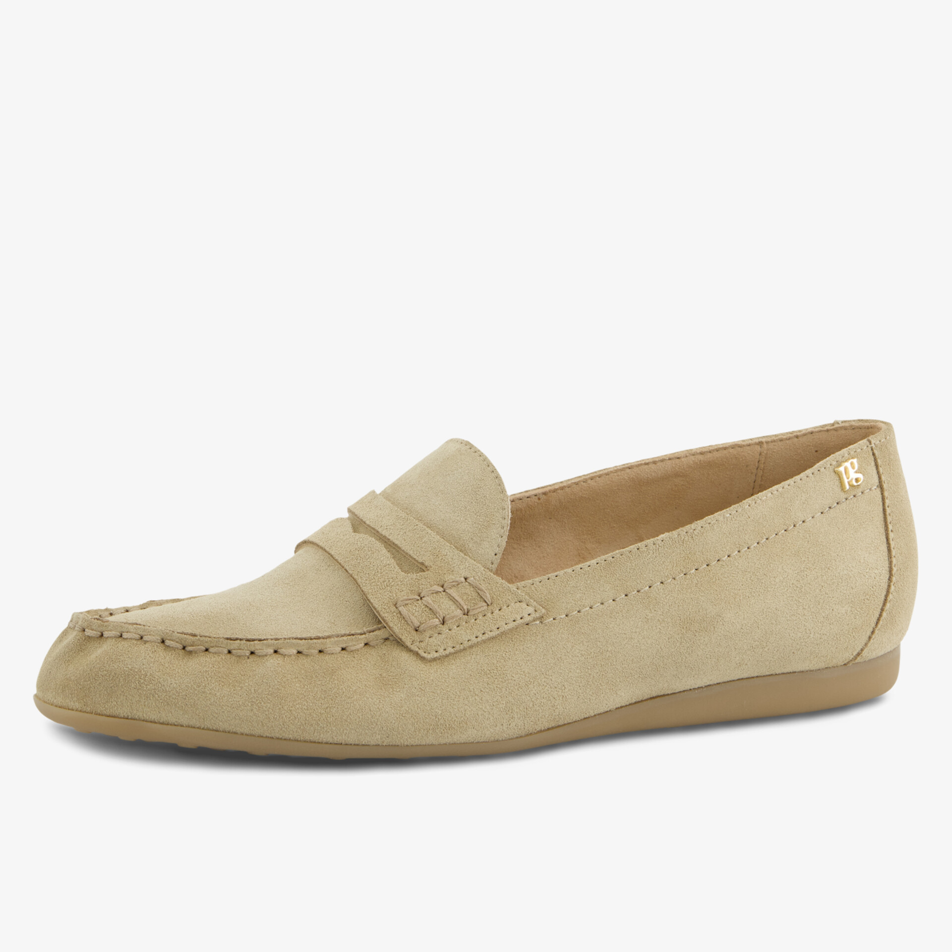 Beige Leder-Loafer mit elegantem Design und komfortabler Sohle